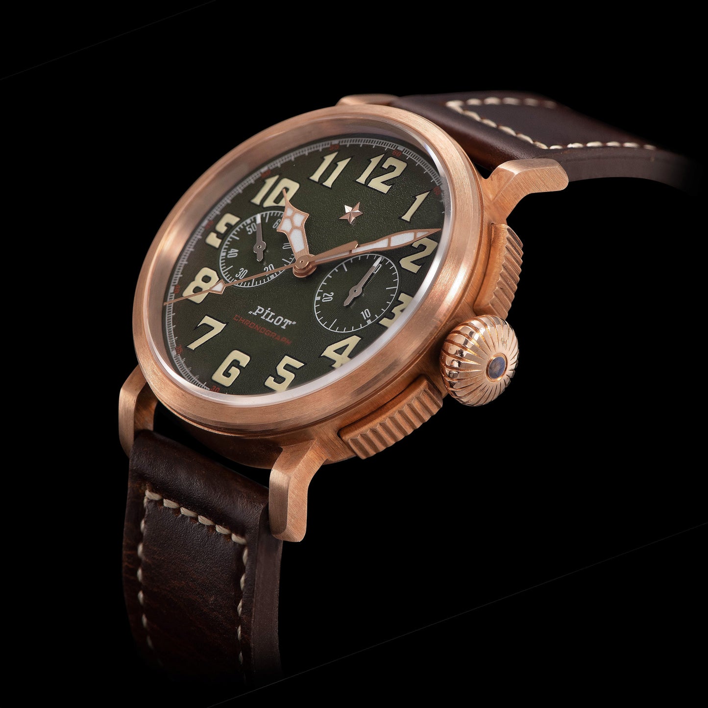 Pilot Master S409 Green Dial Chronograph CuSn8 Bronze