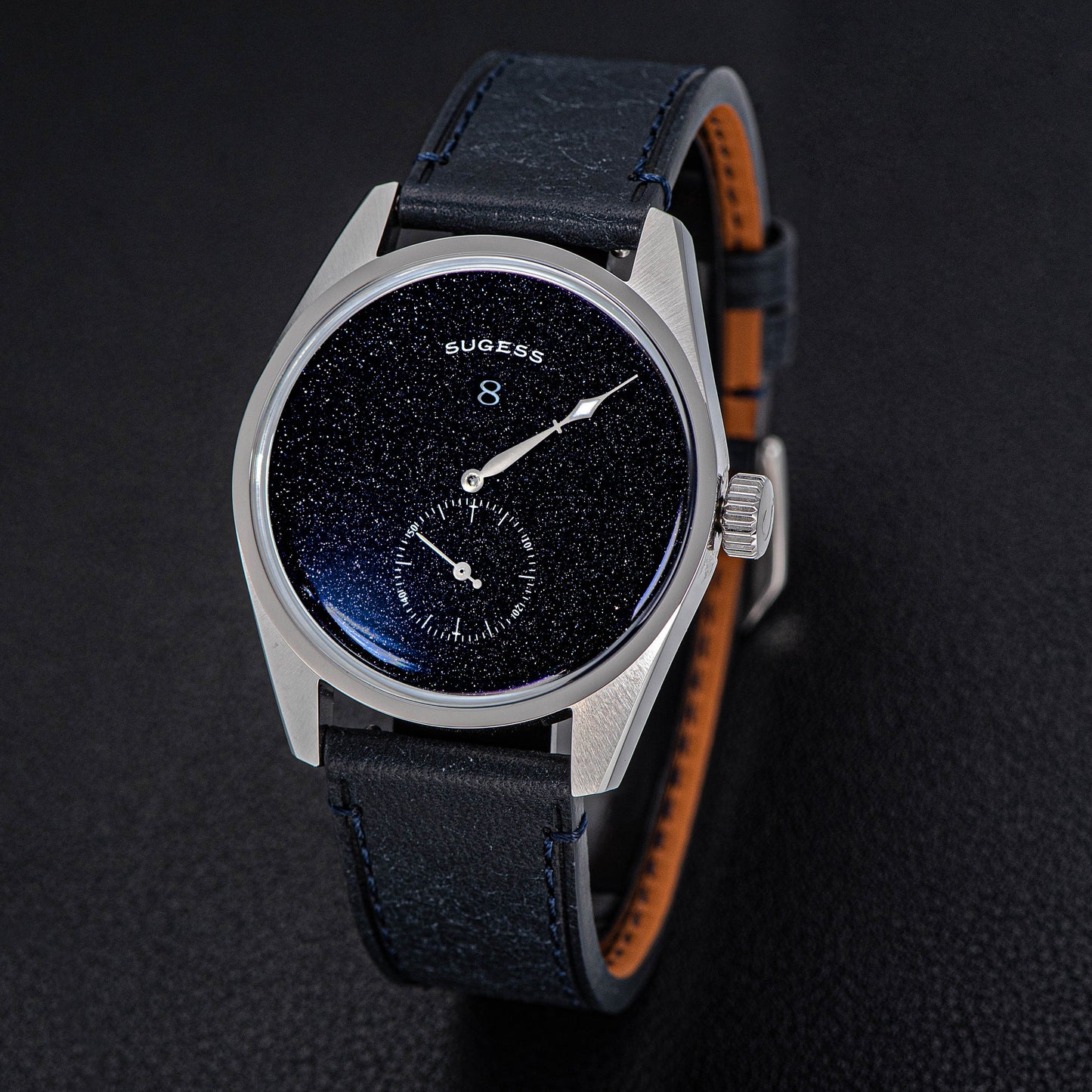 Automatic S451-2 Blue Sandstone Dial Jumping Hour One Pointer Stainless Steel