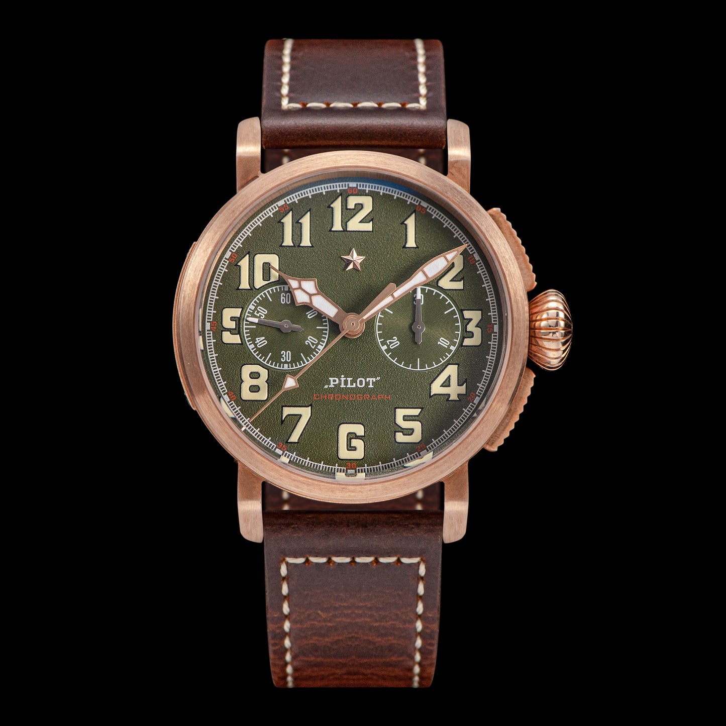 Pilot Master S409 Green Dial Chronograph CuSn8 Bronze