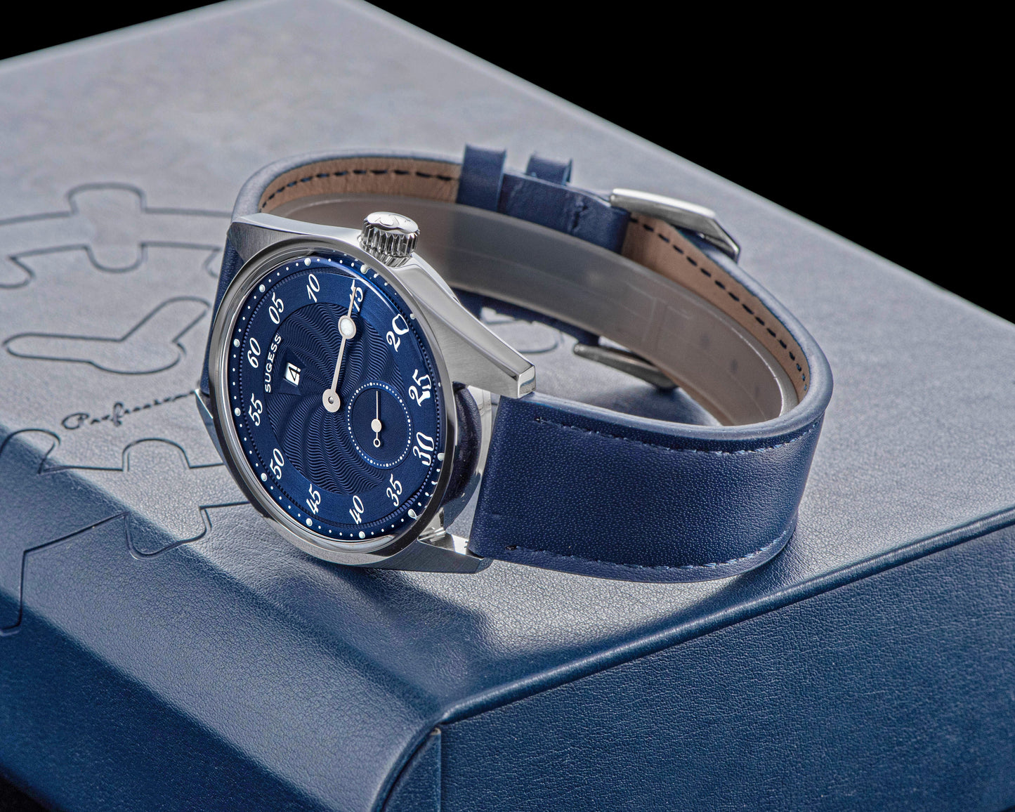 Automatic S451-1 Deep Blue Dial Jumping Hour One Pointer Stainless Steel
