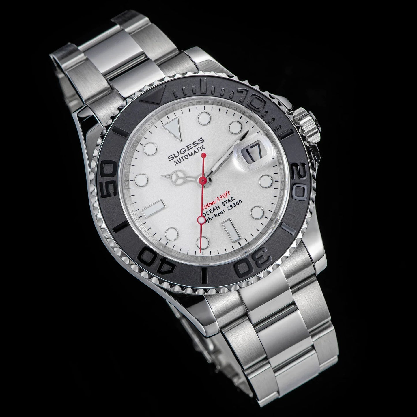 Ocean Star S450 YM Diver Watch ST2130 Ceramic Bezel White Dial Limited Edition