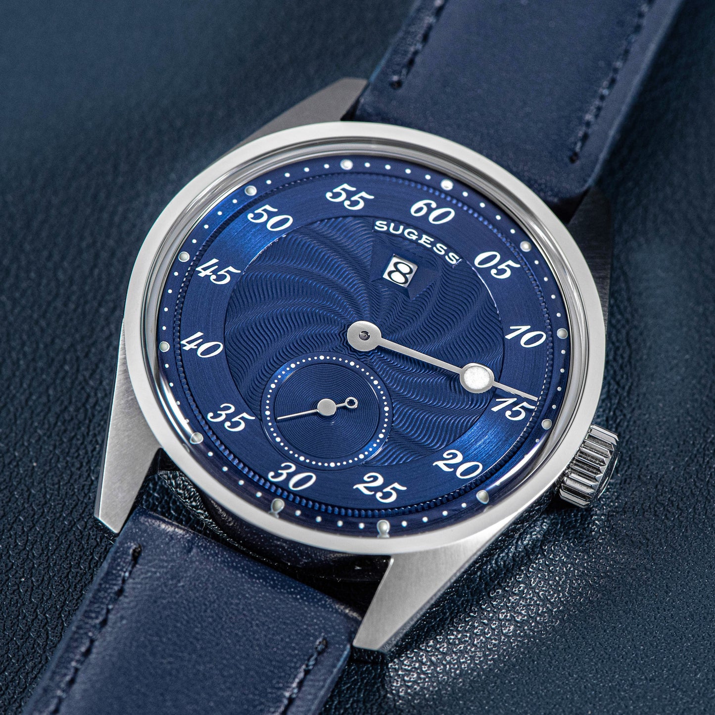 Automatic S451-1 Deep Blue Dial Jumping Hour One Pointer Stainless Steel