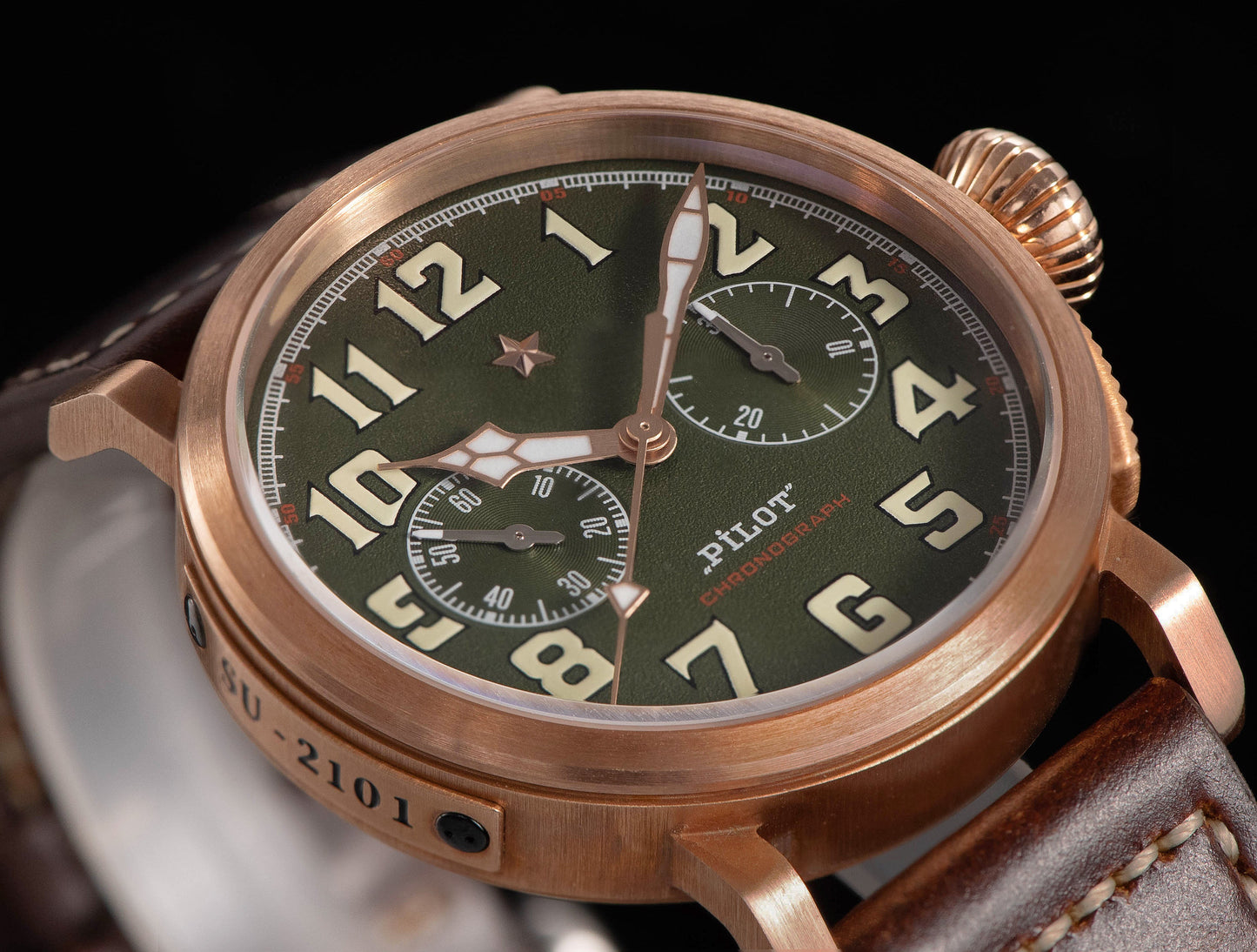 Pilot Master S409 Green Dial Chronograph CuSn8 Bronze