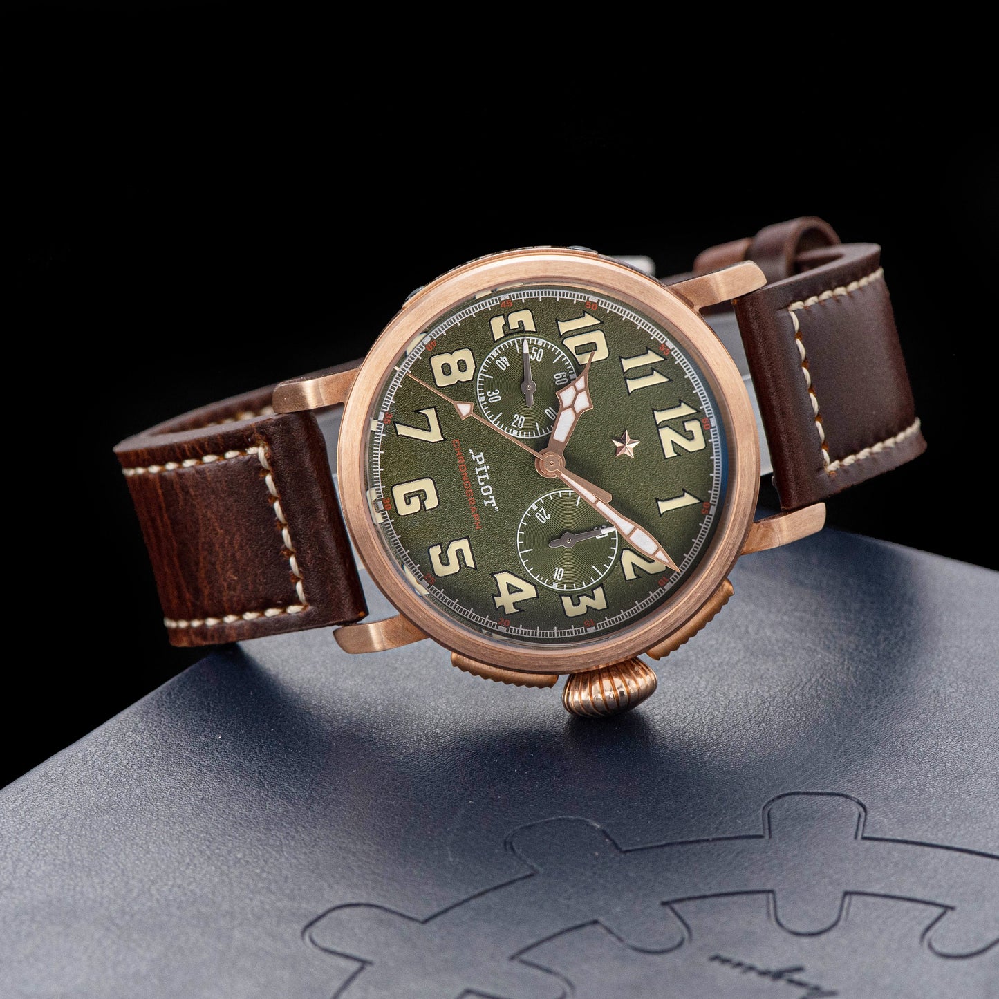 Pilot Master S409 Green Dial Chronograph CuSn8 Bronze