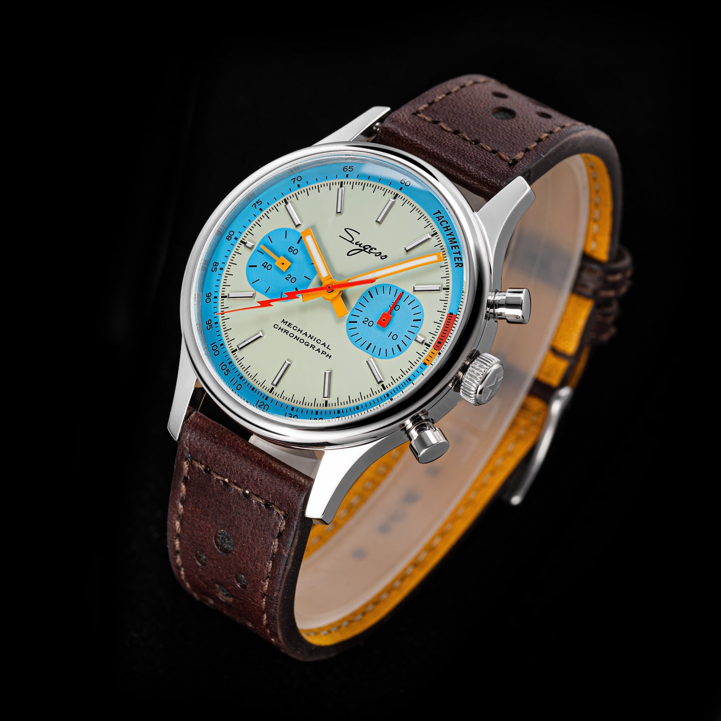 Chrono Heritage S387 Light Blue Dial Orange Lightning V2