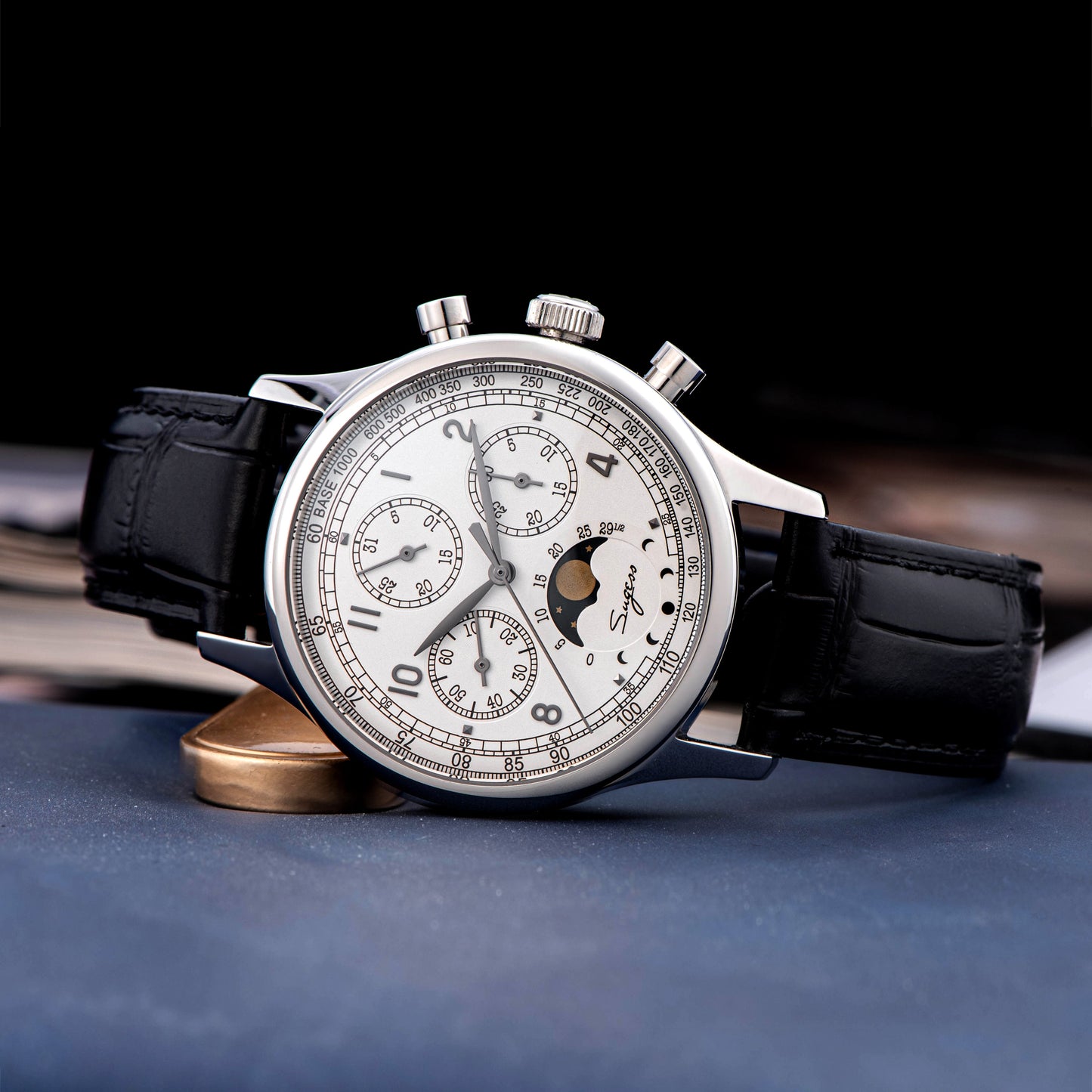 MoonPhase Master S389-2 White Dial Swan Neck Regulator