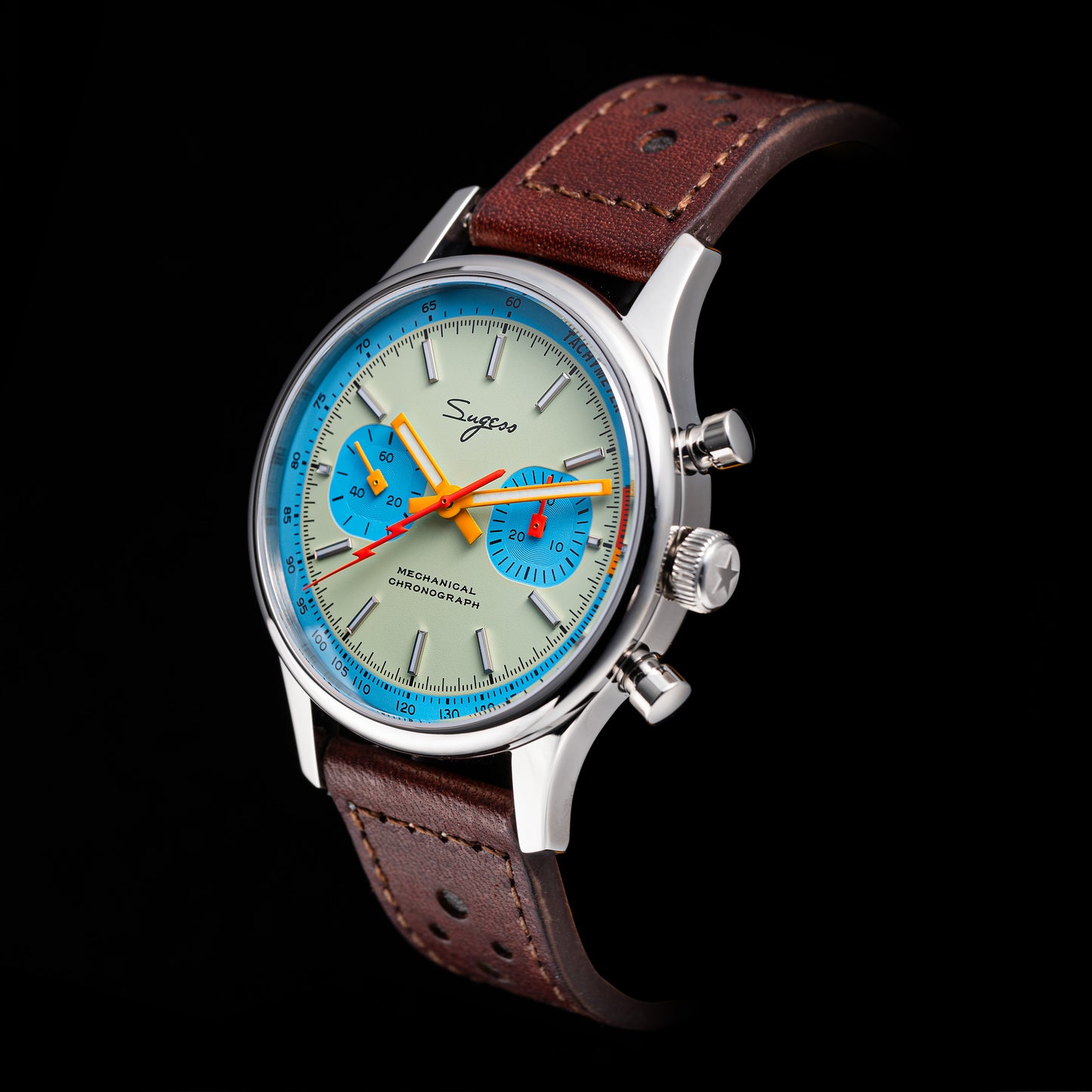 Chrono Heritage S387 Light Blue Dial Orange Lightning V2