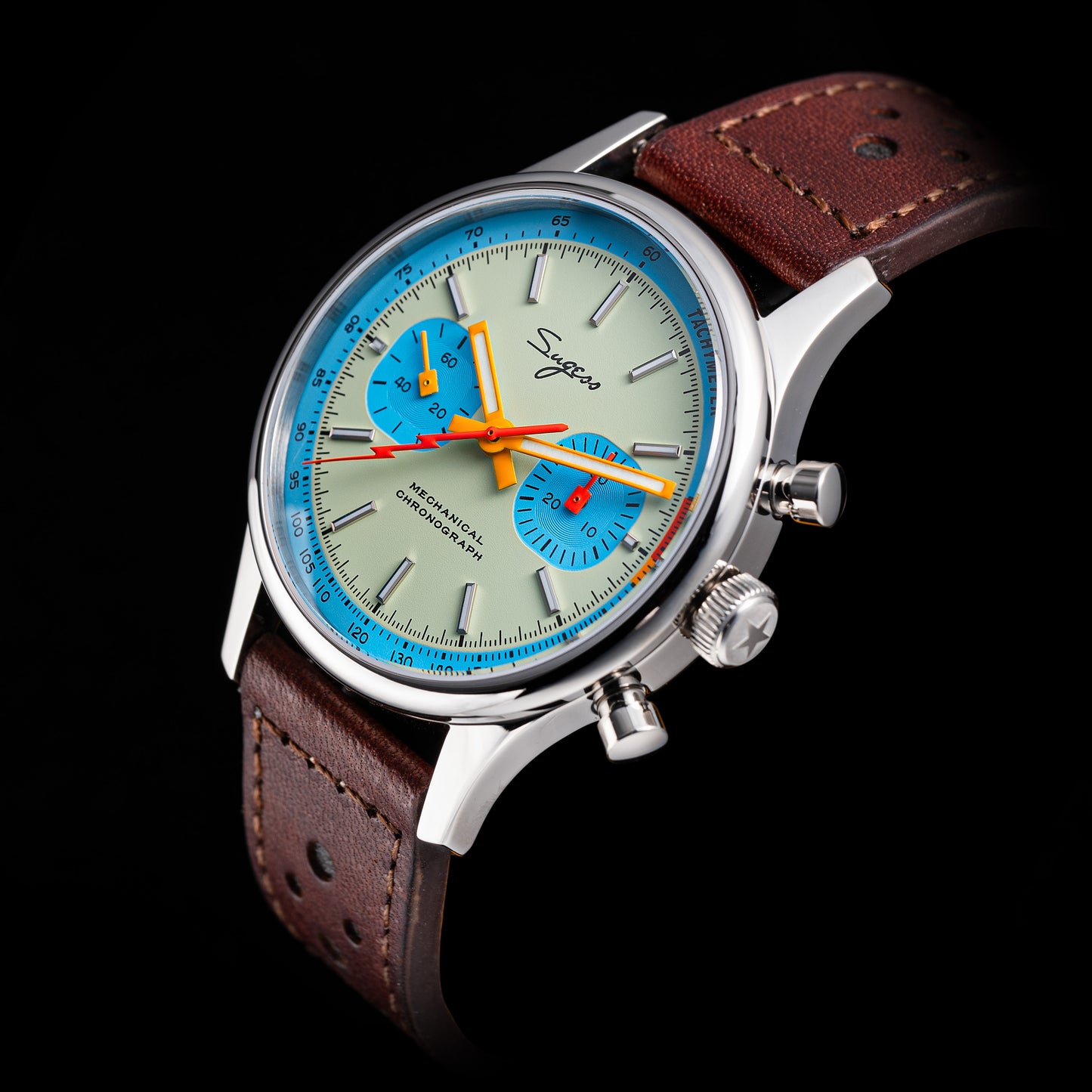 Chrono Heritage S387 Light Blue Dial Orange Lightning V2