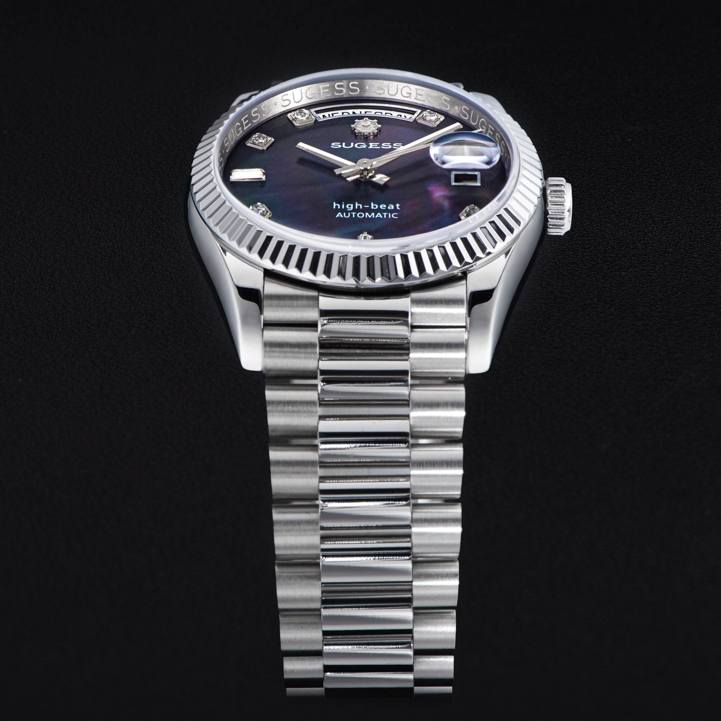Heritage S449 DD Date and Day Display DD36 36mm Stainless Steel Black Pearl Dial Automatic