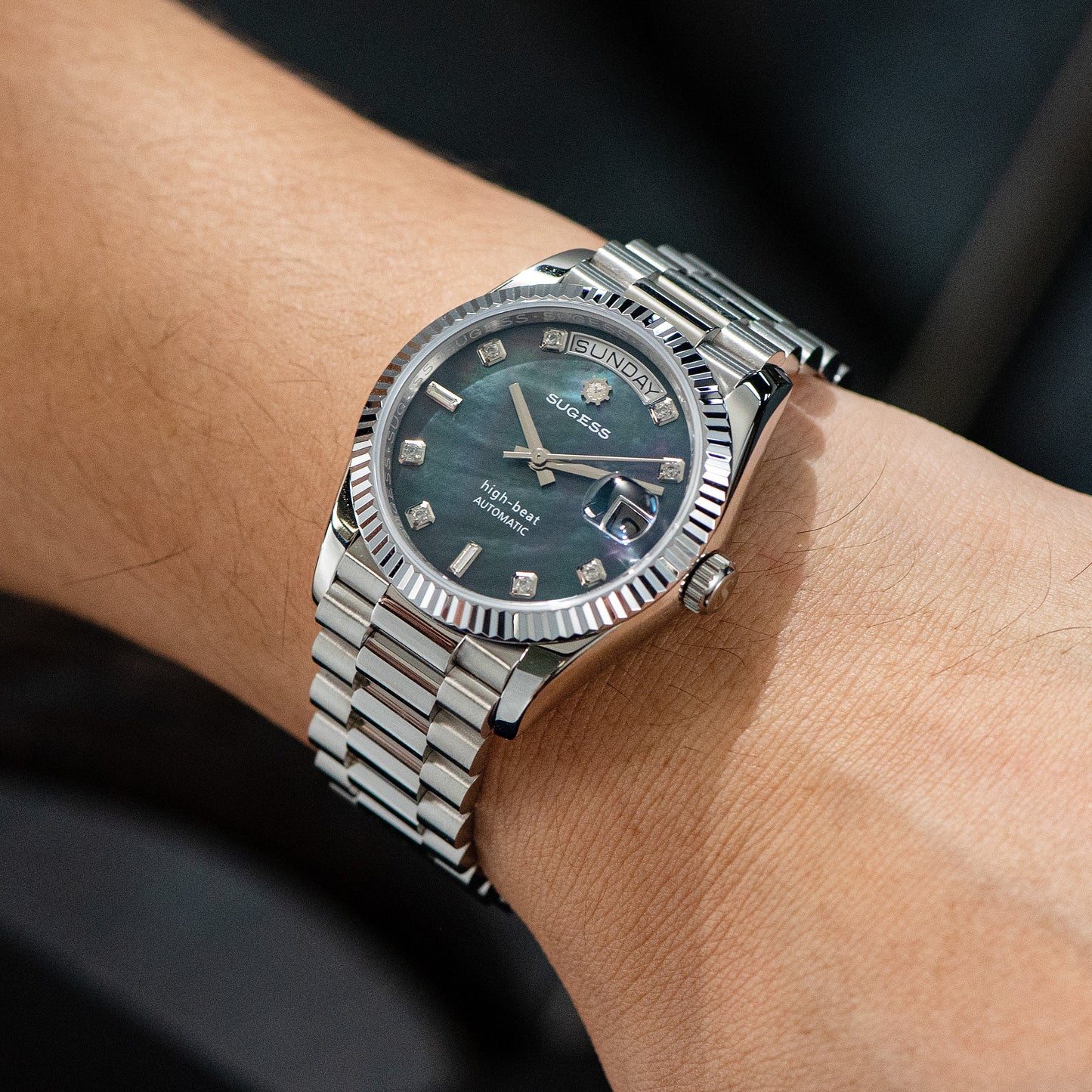 Heritage S449 DD Date and Day Display DD36 36mm Stainless Steel Black Pearl Dial Automatic