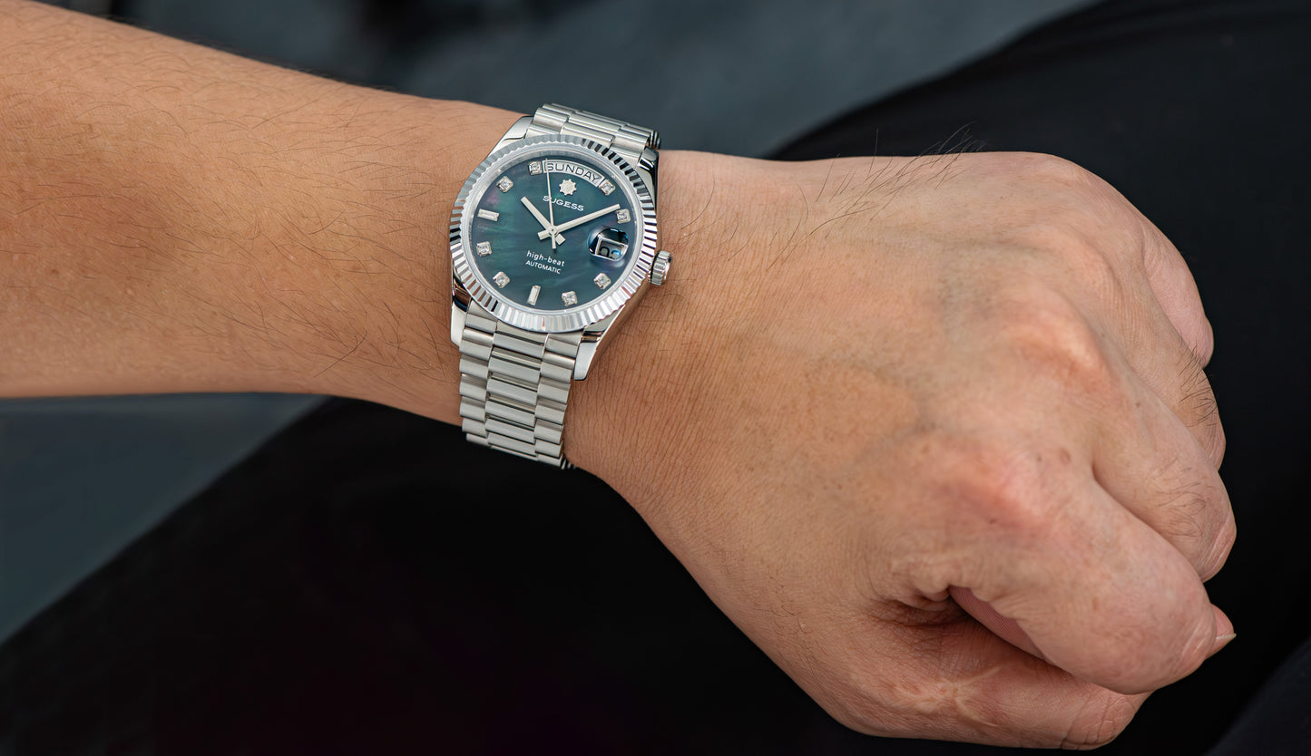 Heritage S449 DD Date and Day Display DD36 36mm Stainless Steel Black Pearl Dial Automatic