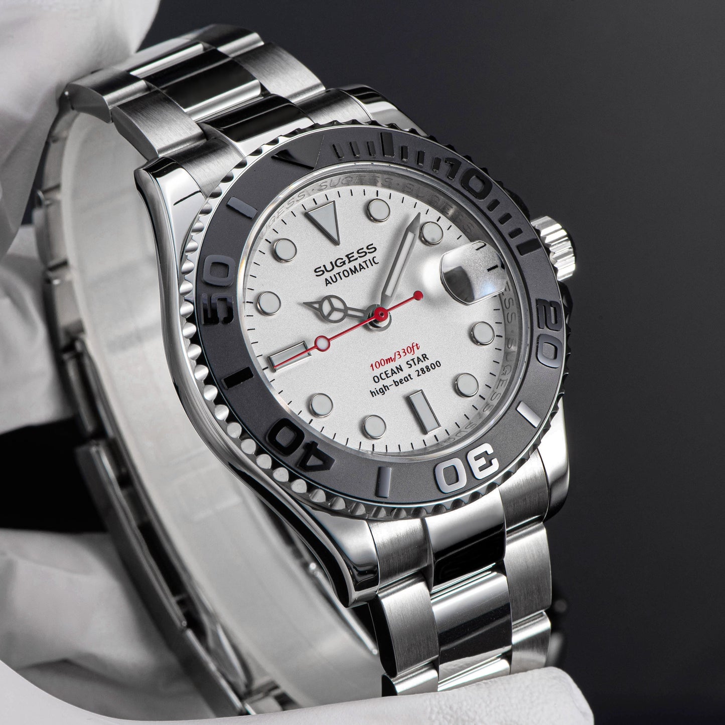 Ocean Star S450 YM Diver Watch ST2130 Ceramic Bezel White Dial Limited Edition