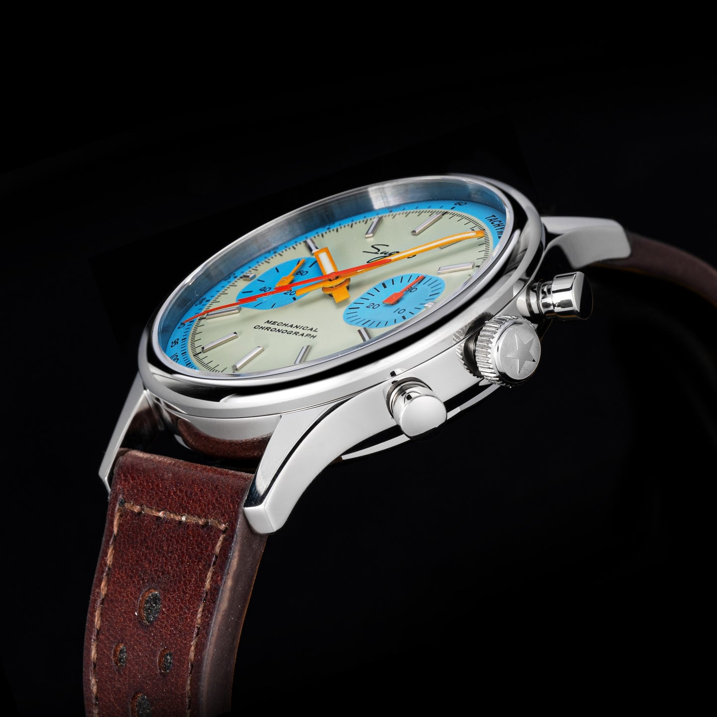 Chrono Heritage S387 Light Blue Dial Orange Lightning V2