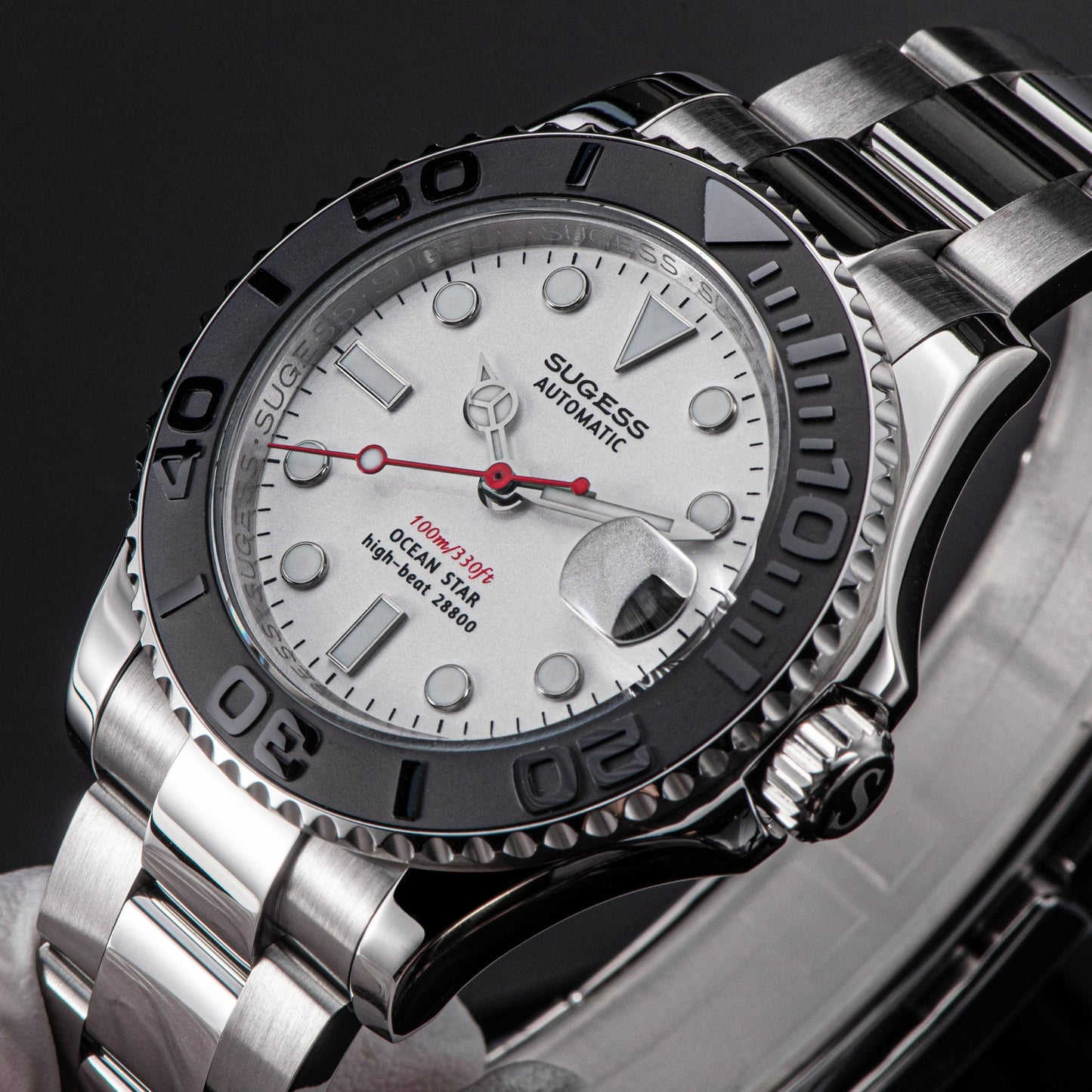 Ocean Star S450 YM Diver Watch ST2130 Ceramic Bezel White Dial Limited Edition