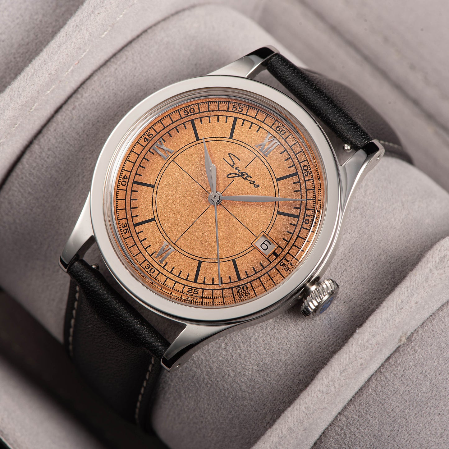Heritage 411-3B Seagull 2130 Movement Stainless Steel Case Deep Orange Dial SU4113BOR