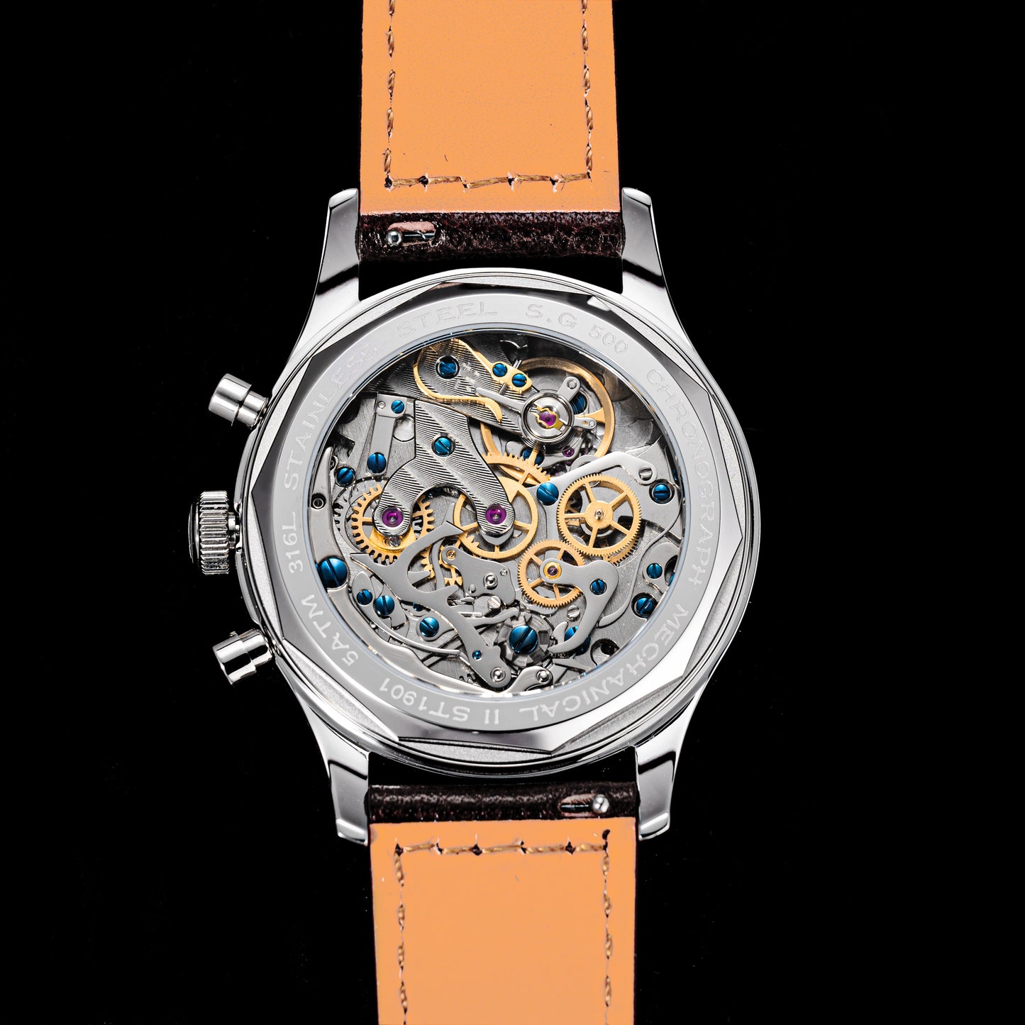 Chrono Heritage S387 Blue Dial Orange Lightning V2