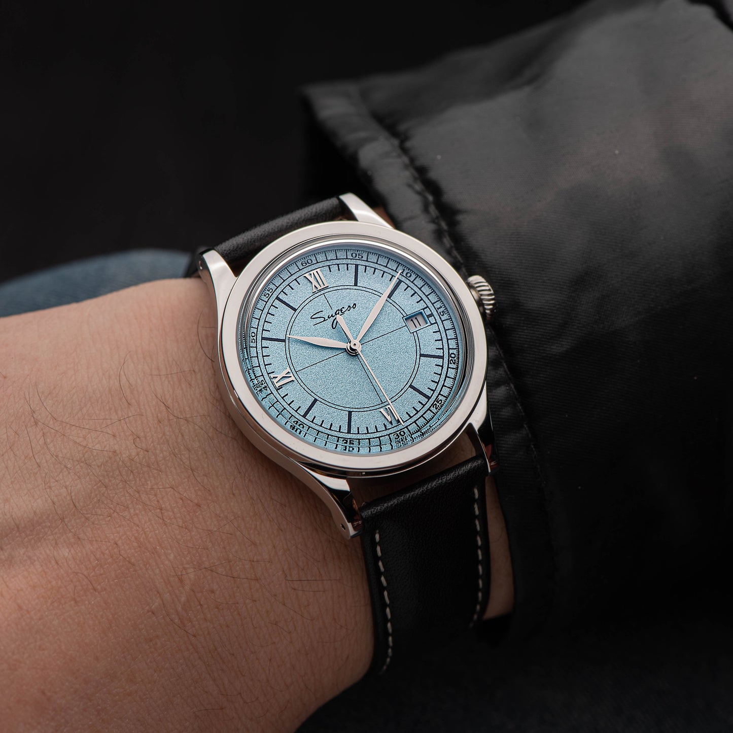Heritage 411-3B Seagull 2130 Movement Stainless Steel Case Deep Light Blue Dial SU4113BLB