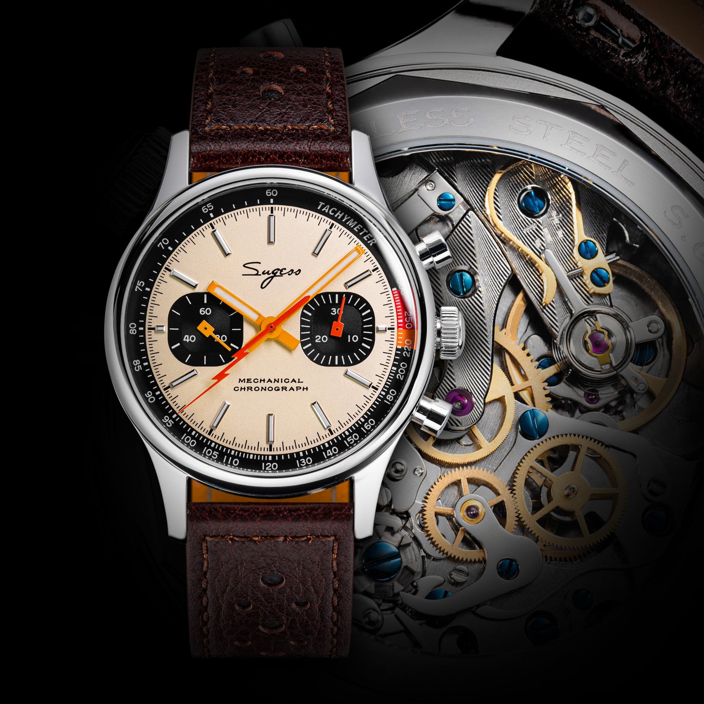 Chrono Heritage S387 Salmon Dial Orange Lightning V2
