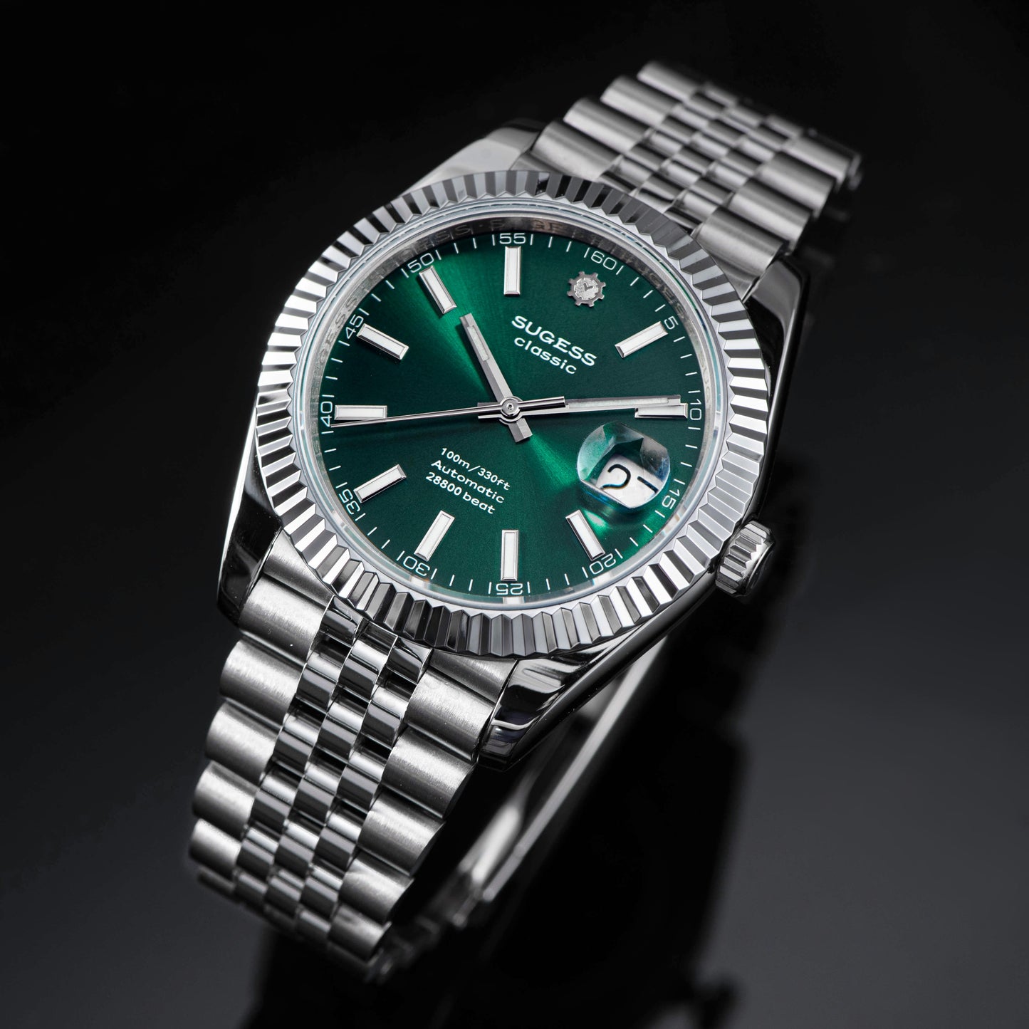 Automatic Classic S448 Green Dial Fluted Bezel Jubilee Bracelet ST2130