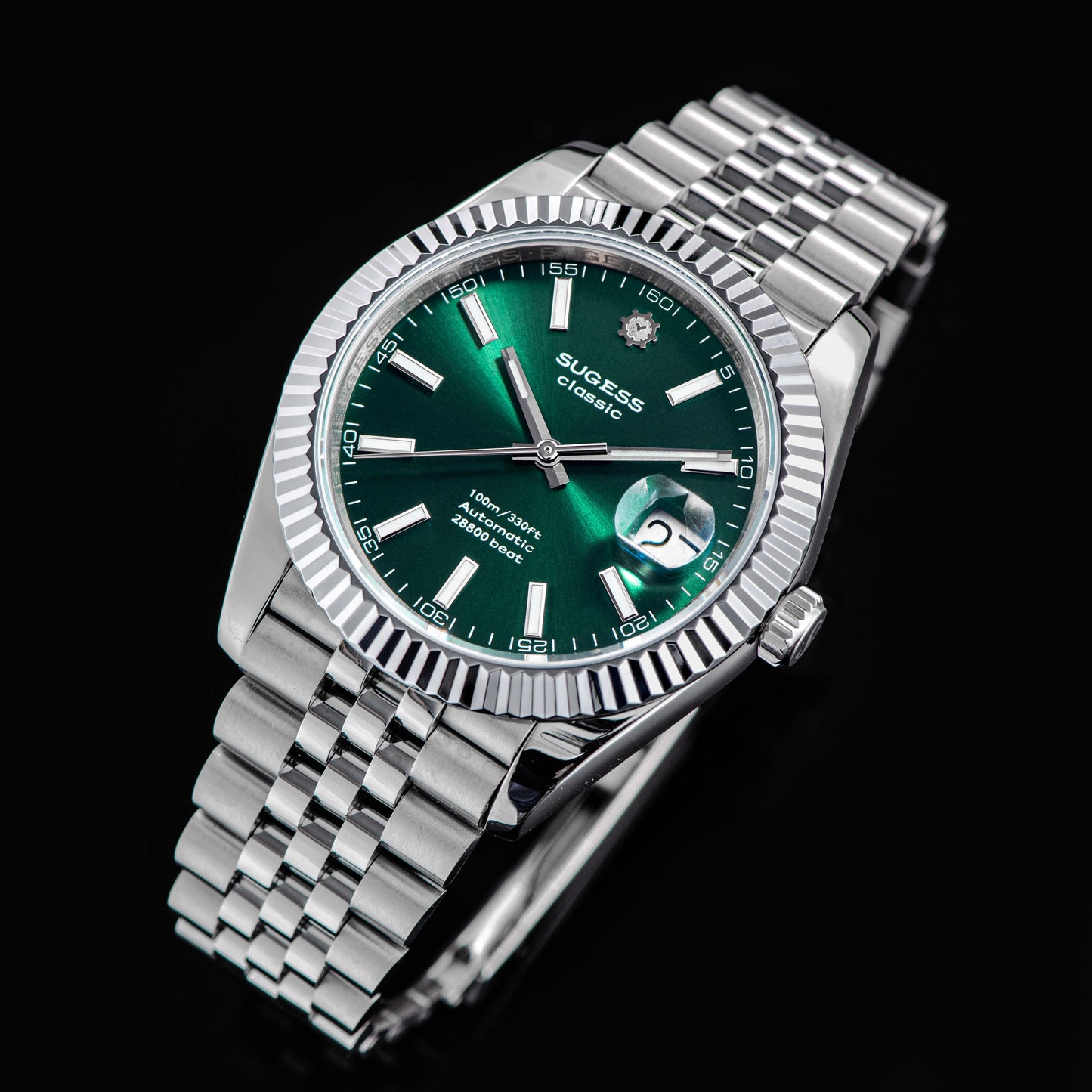 Automatic Classic S448 Green Dial Fluted Bezel Jubilee Bracelet ST2130
