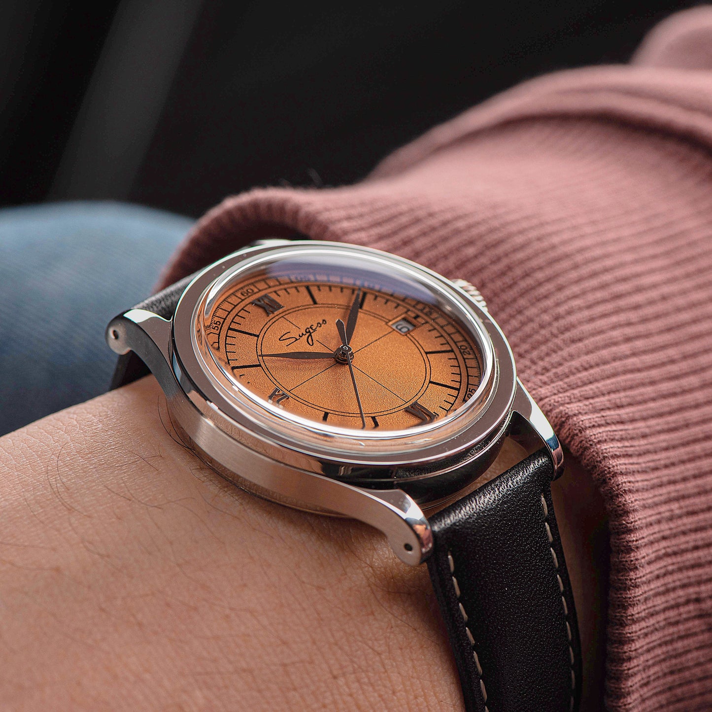 Heritage 411-3B Seagull 2130 Movement Stainless Steel Case Deep Orange Dial SU4113BOR