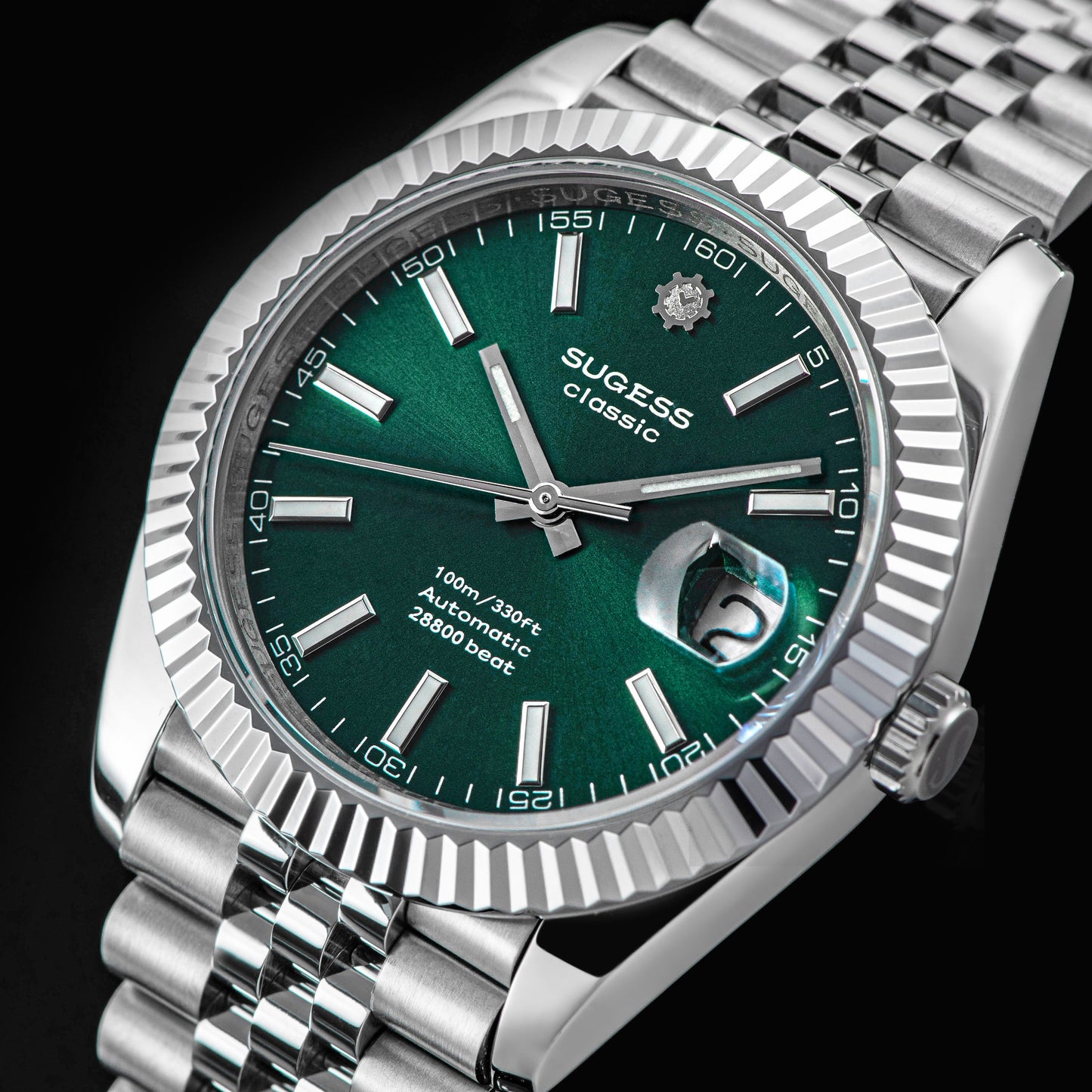Automatic Classic S448 Green Dial Fluted Bezel Jubilee Bracelet ST2130