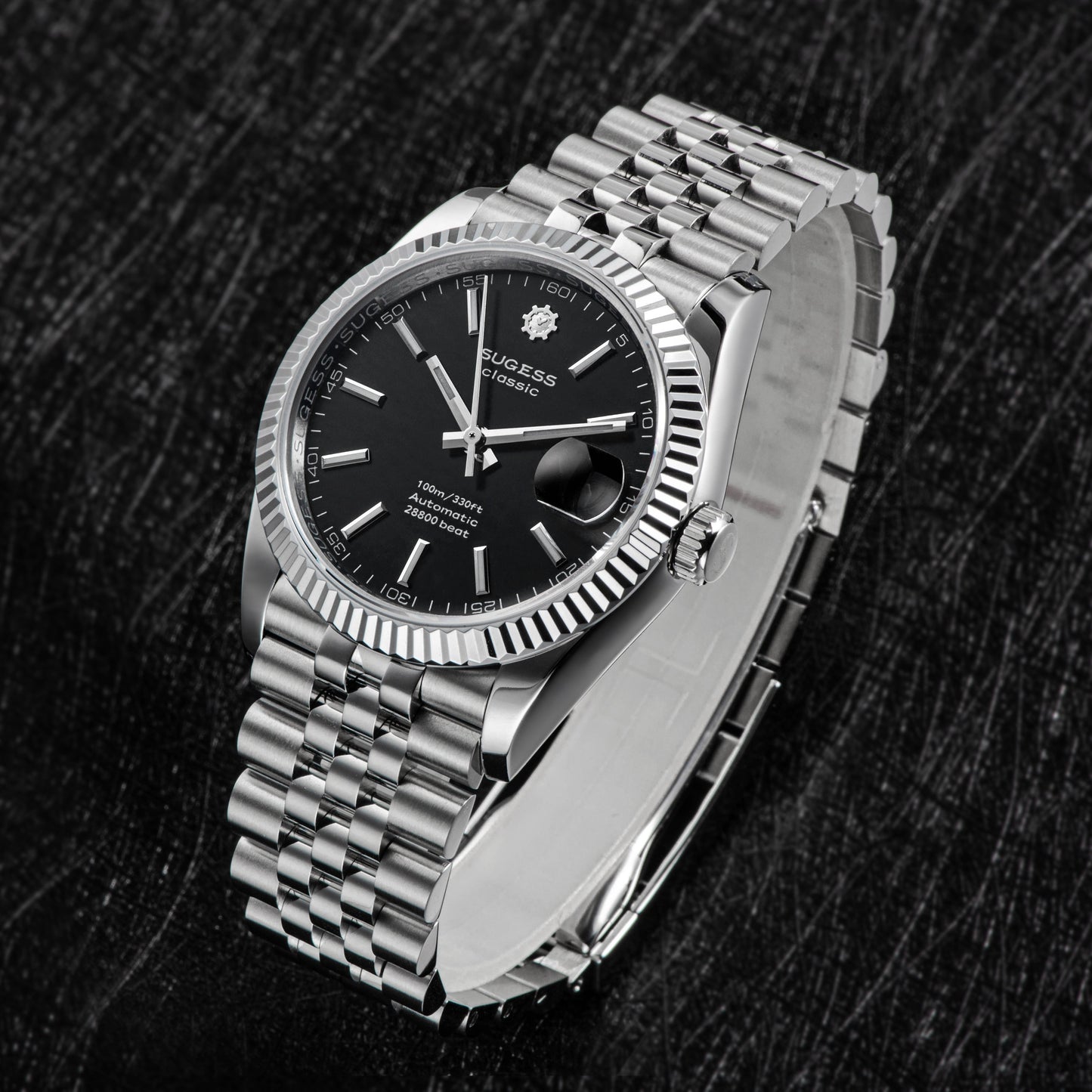 Automatic Classic S447 36mm Black Dial Fluted Bezel Jubilee Bracelet ST2130