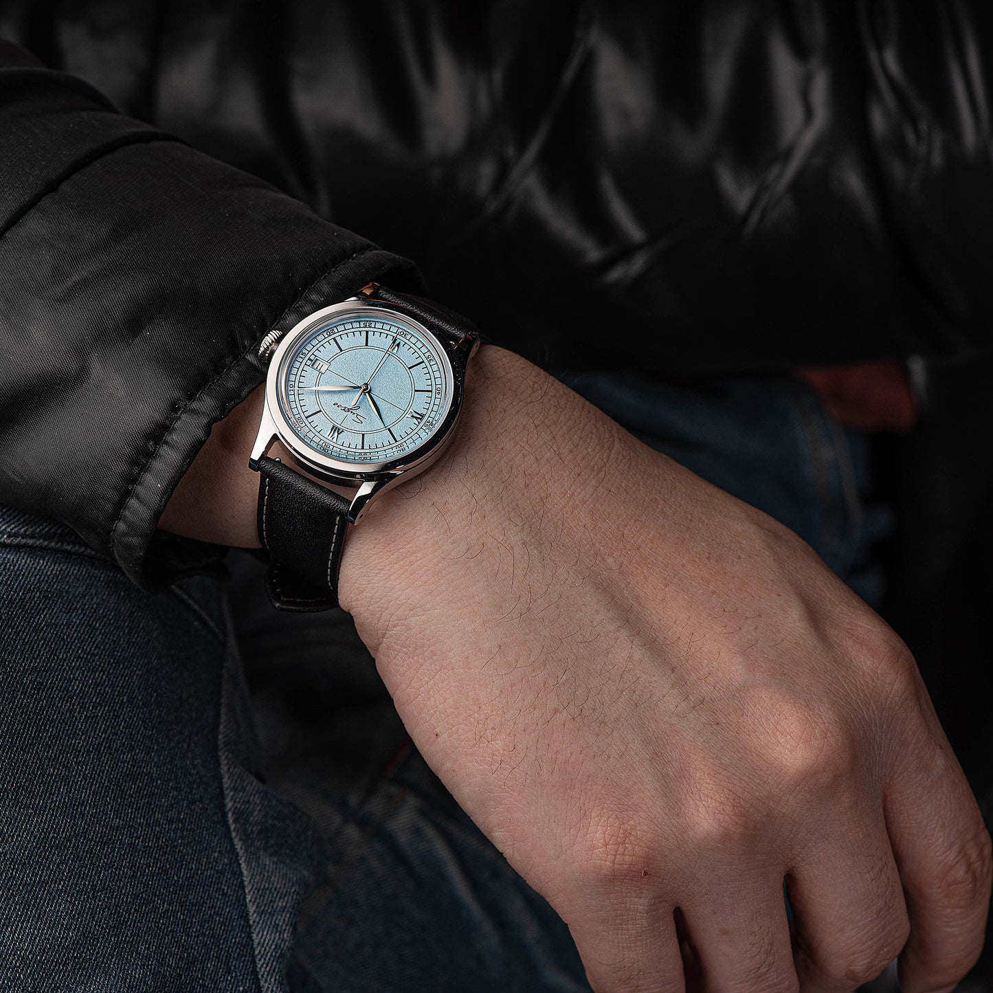 Heritage 411-3B Seagull 2130 Movement Stainless Steel Case Deep Light Blue Dial SU4113BLB