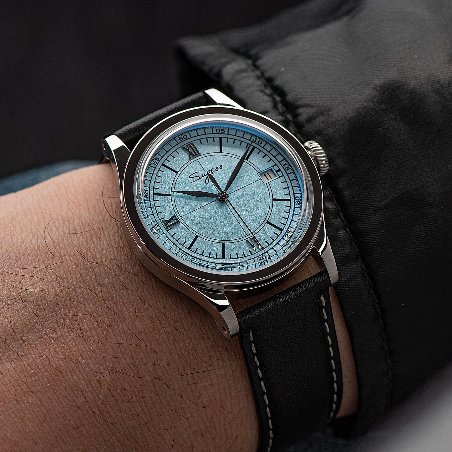Heritage 411-3B Seagull 2130 Movement Stainless Steel Case Deep Light Blue Dial SU4113BLB