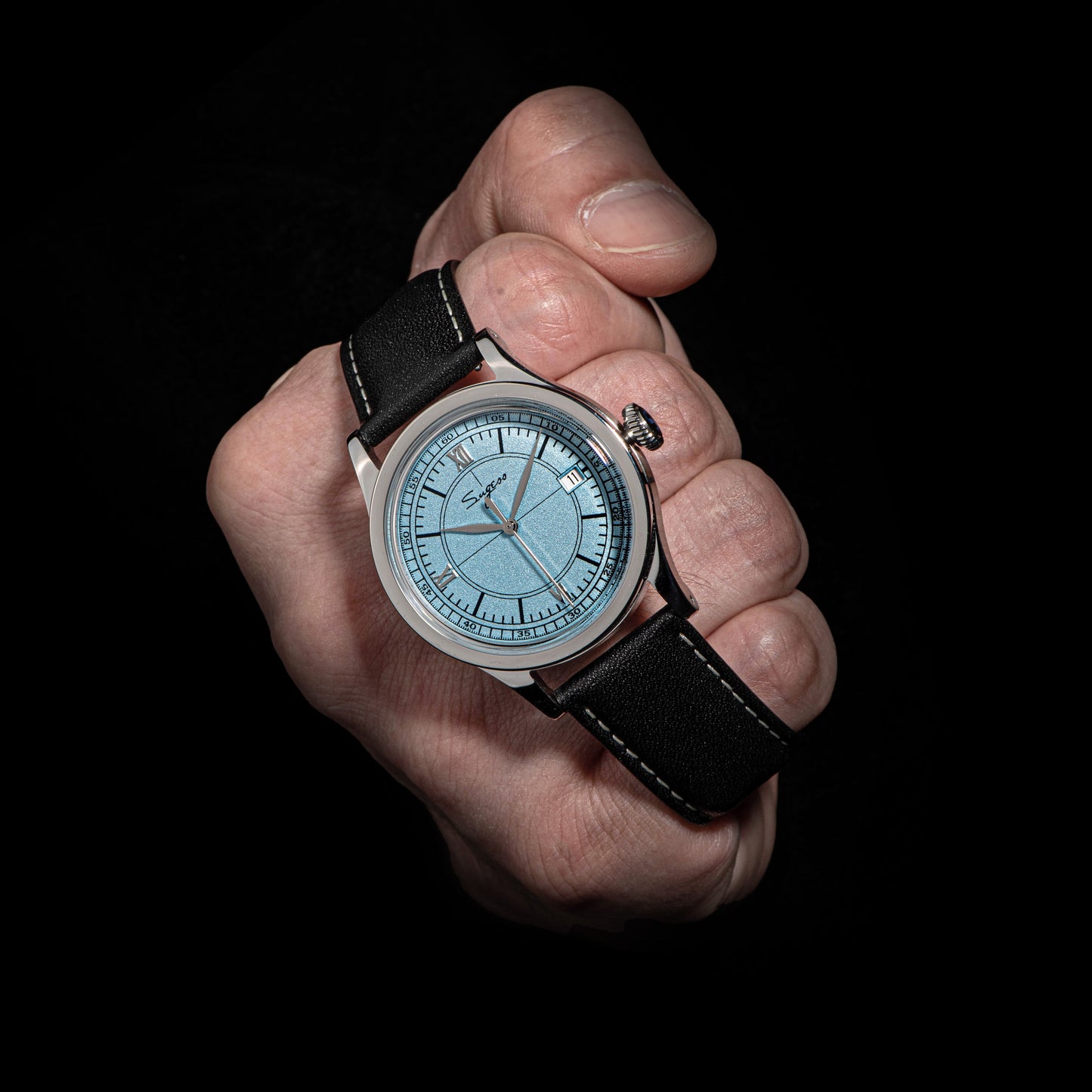 Heritage 411-3B Seagull 2130 Movement Stainless Steel Case Deep Light Blue Dial SU4113BLB