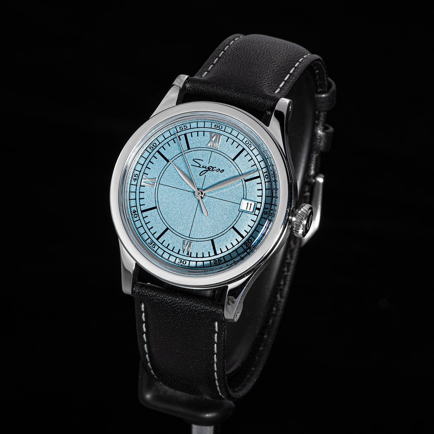 Heritage 411-3B Seagull 2130 Movement Stainless Steel Case Deep Light Blue Dial SU4113BLB