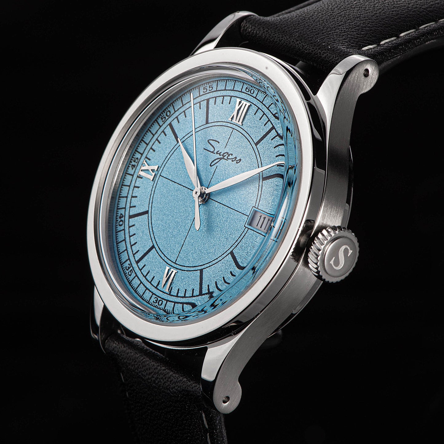 Heritage 411-3B Seagull 2130 Movement Stainless Steel Case Deep Light Blue Dial SU4113BLB