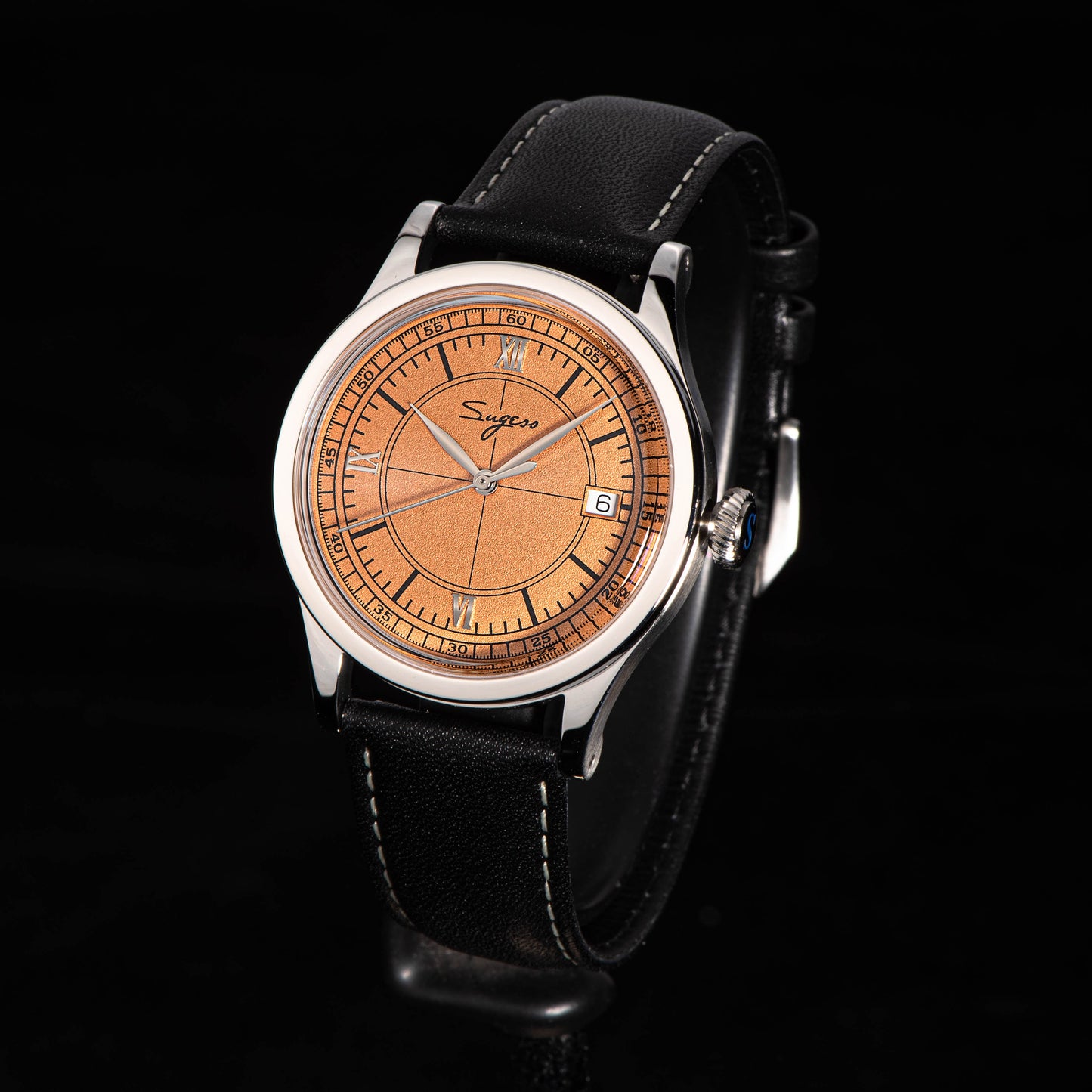 Heritage 411-3B Seagull 2130 Movement Stainless Steel Case Deep Orange Dial SU4113BOR