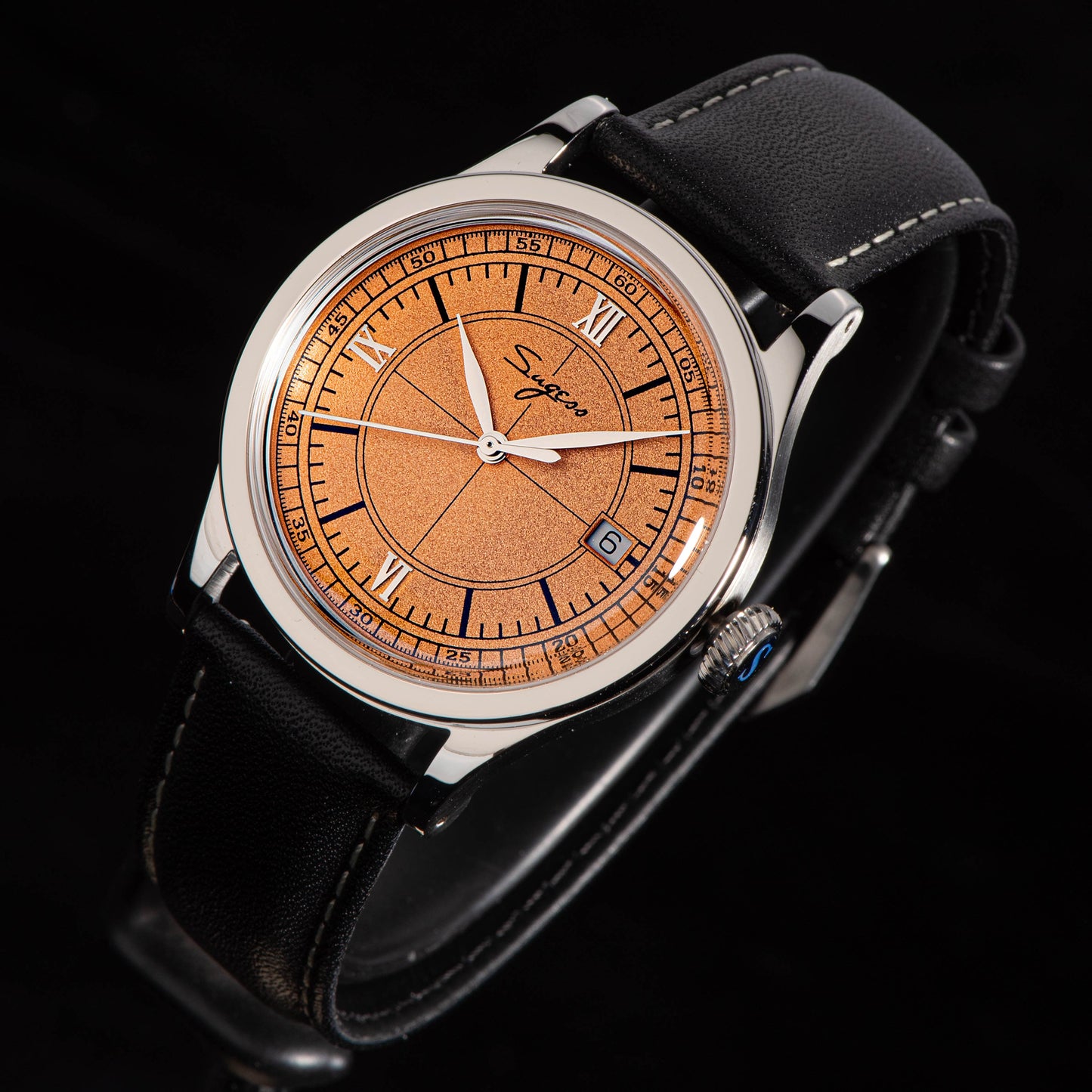 Heritage 411-3B Seagull 2130 Movement Stainless Steel Case Deep Orange Dial SU4113BOR