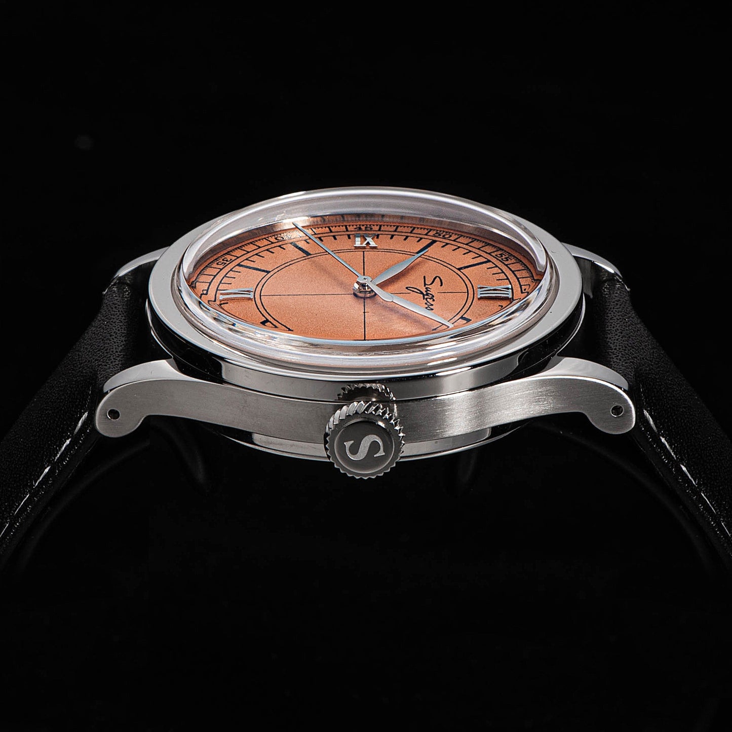 Heritage 411-3B Seagull 2130 Movement Stainless Steel Case Deep Orange Dial SU4113BOR