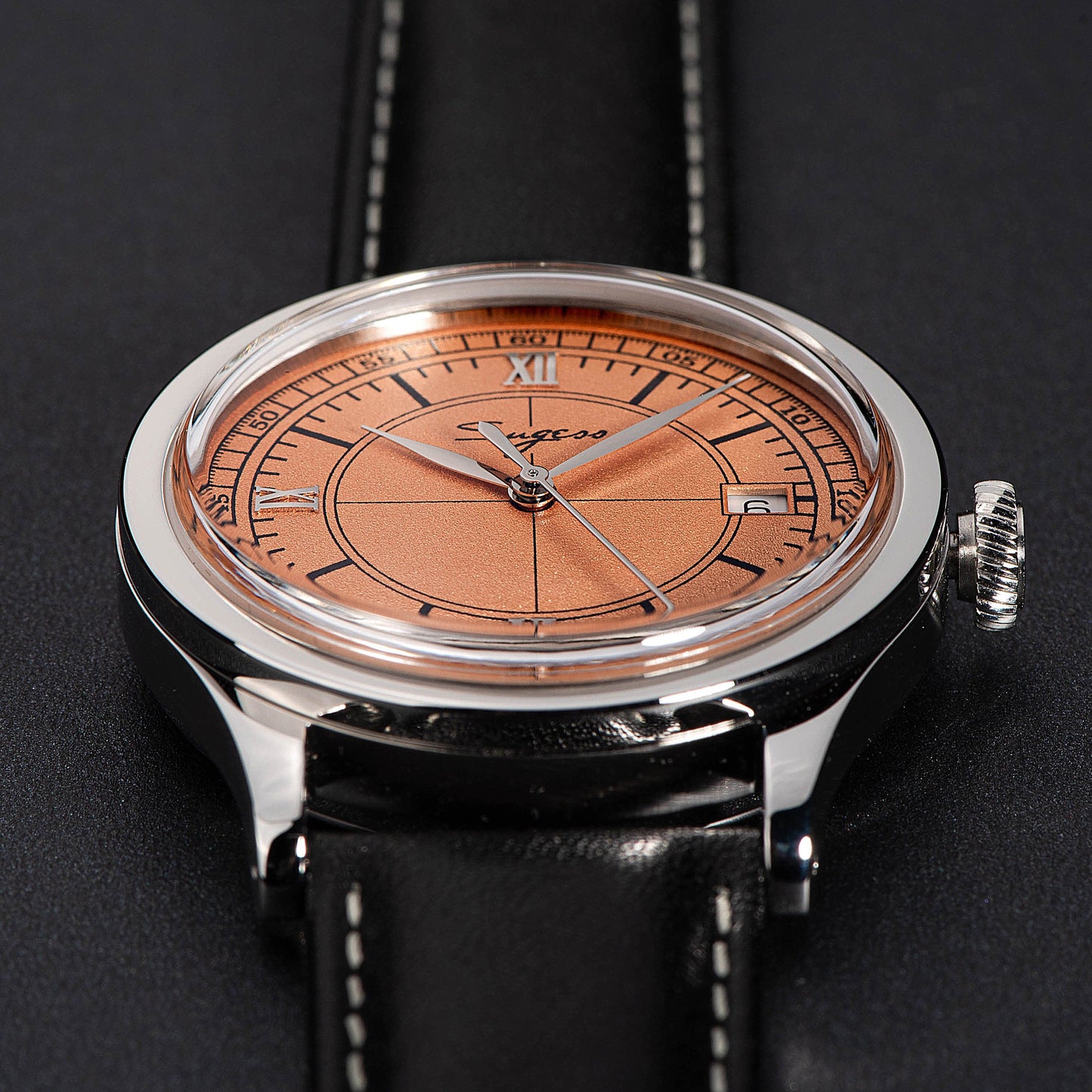 Heritage 411-3B Seagull 2130 Movement Stainless Steel Case Deep Orange Dial SU4113BOR
