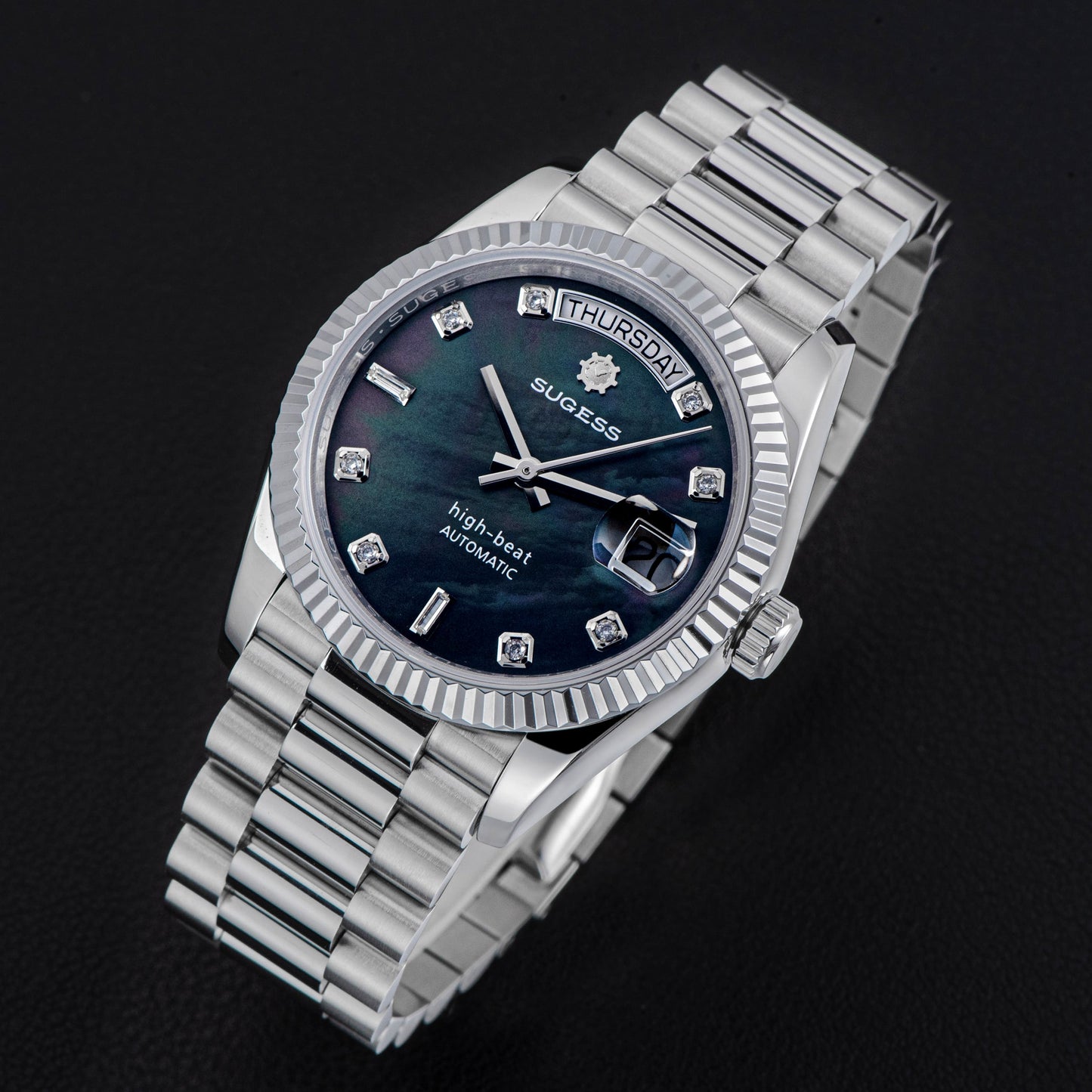 Heritage S449 DD Date and Day Display DD36 36mm Stainless Steel Black Pearl Dial Automatic
