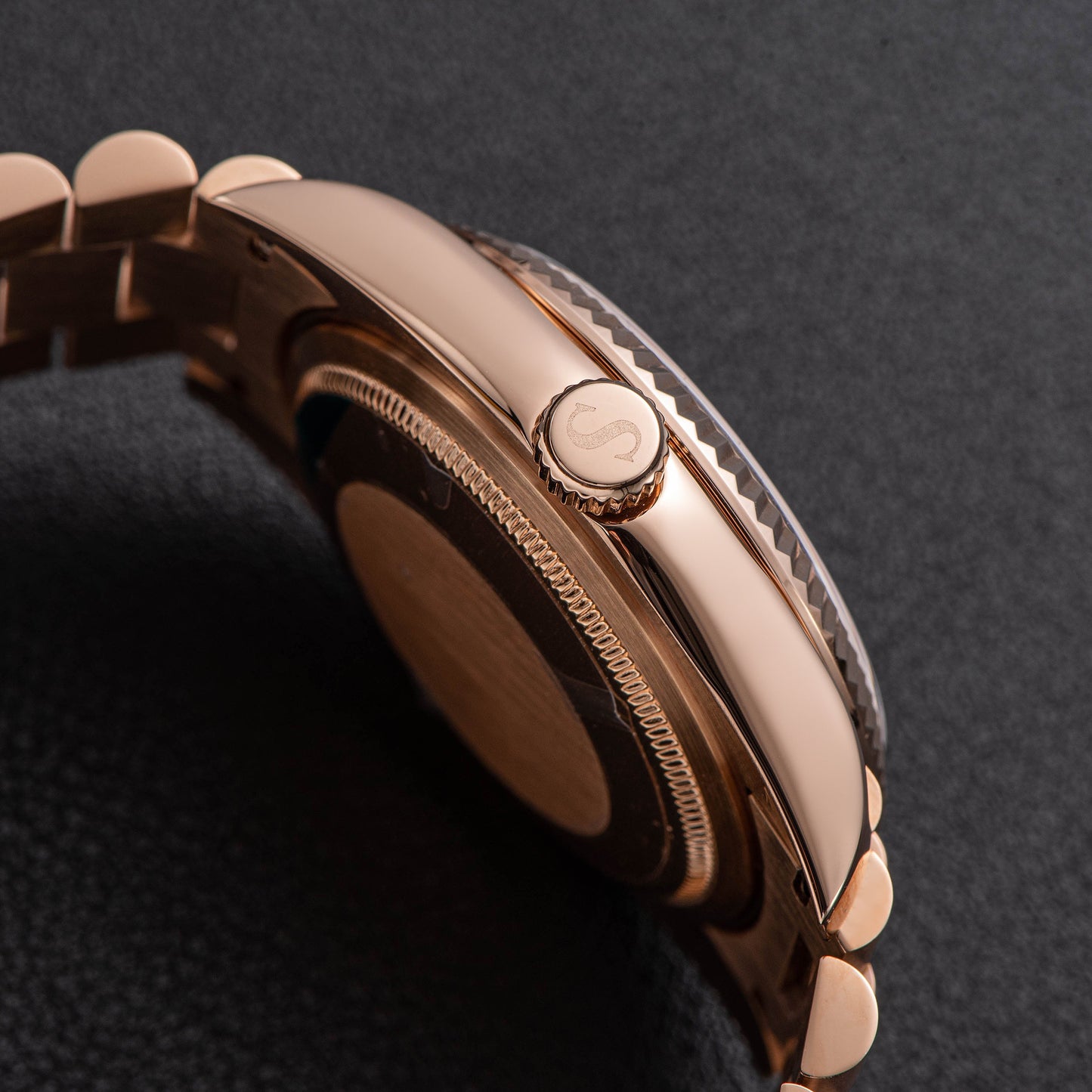 Heritage S449 DD Date and Day Display DD36 36mm Rose Gold White Pearl Dial Automatic