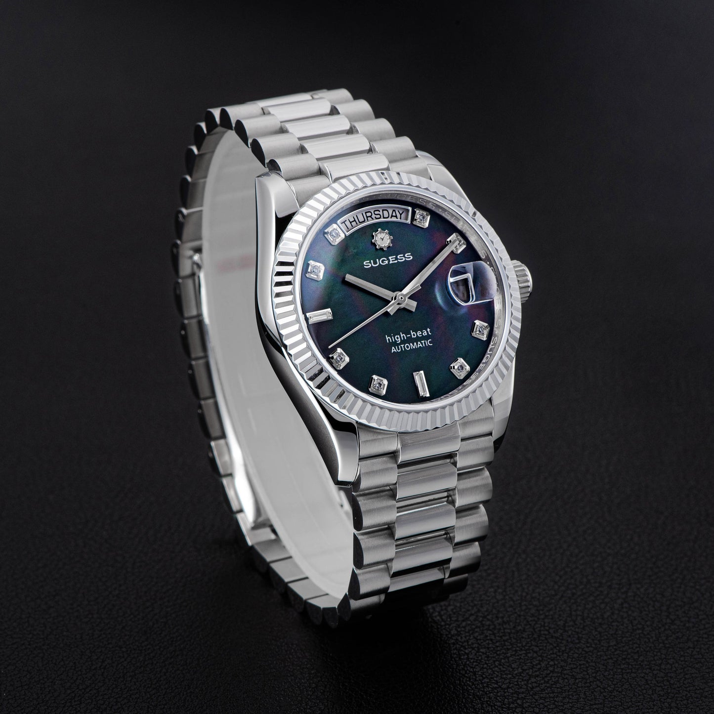 Heritage S449 DD Date and Day Display DD36 36mm Stainless Steel Black Pearl Dial Automatic