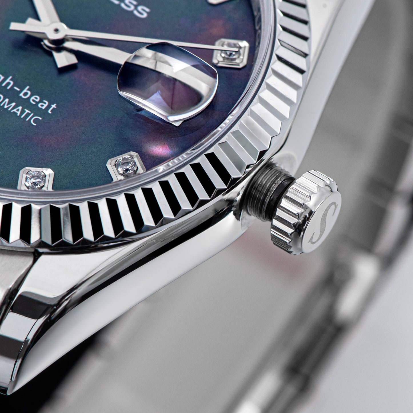 Heritage S449 DD Date and Day Display DD36 36mm Stainless Steel Black Pearl Dial Automatic