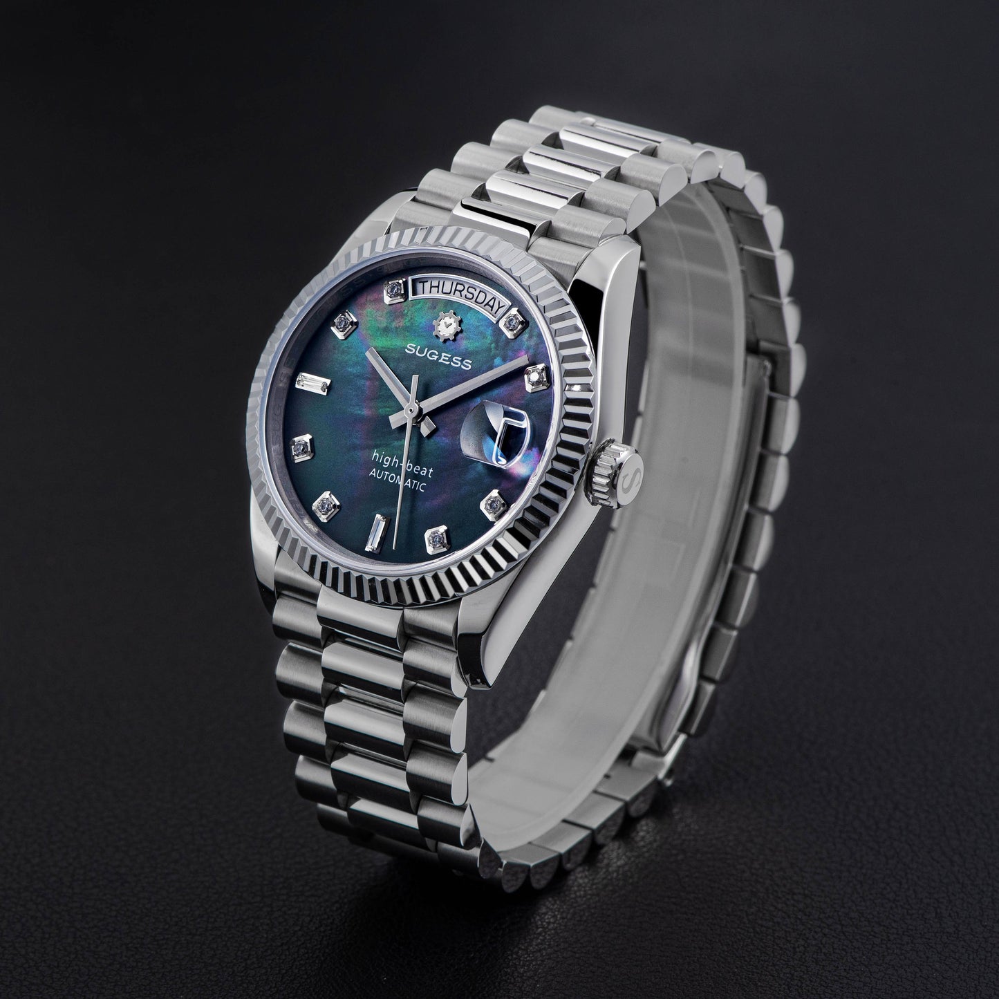 Heritage S449 DD Date and Day Display DD36 36mm Stainless Steel Black Pearl Dial Automatic