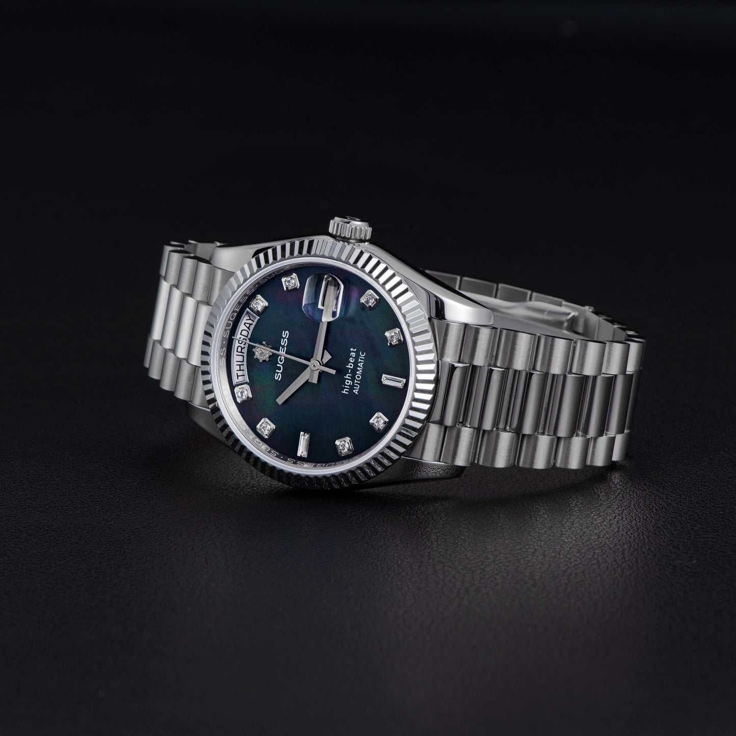Heritage S449 DD Date and Day Display DD36 36mm Stainless Steel Black Pearl Dial Automatic