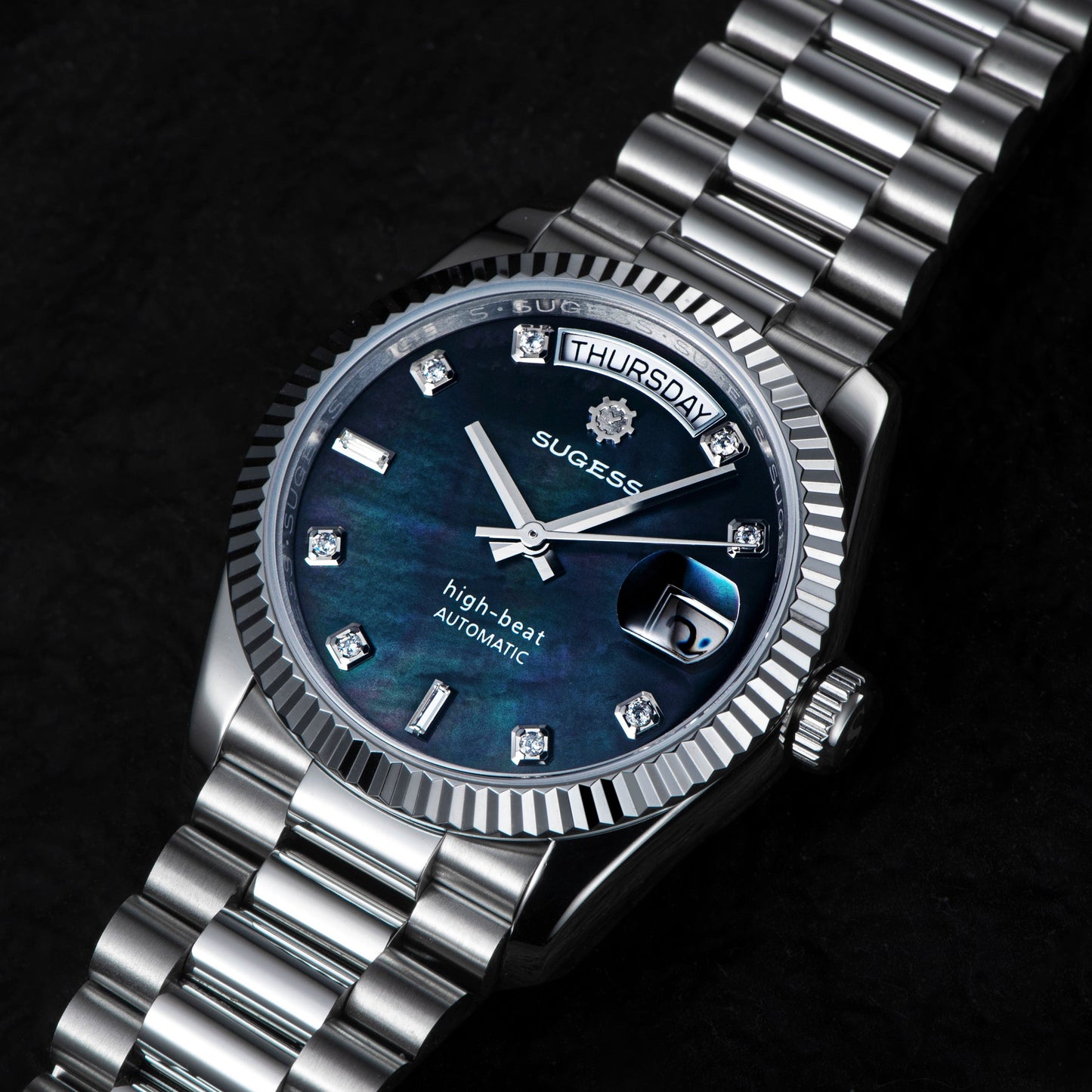 Heritage S449 DD Date and Day Display DD36 36mm Stainless Steel Black Pearl Dial Automatic