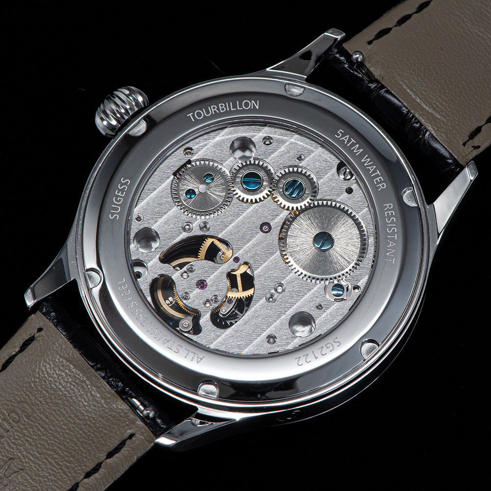 Tourbillon Master SU8004BKRD Black Roman Numerals Crystal Ring Bezel