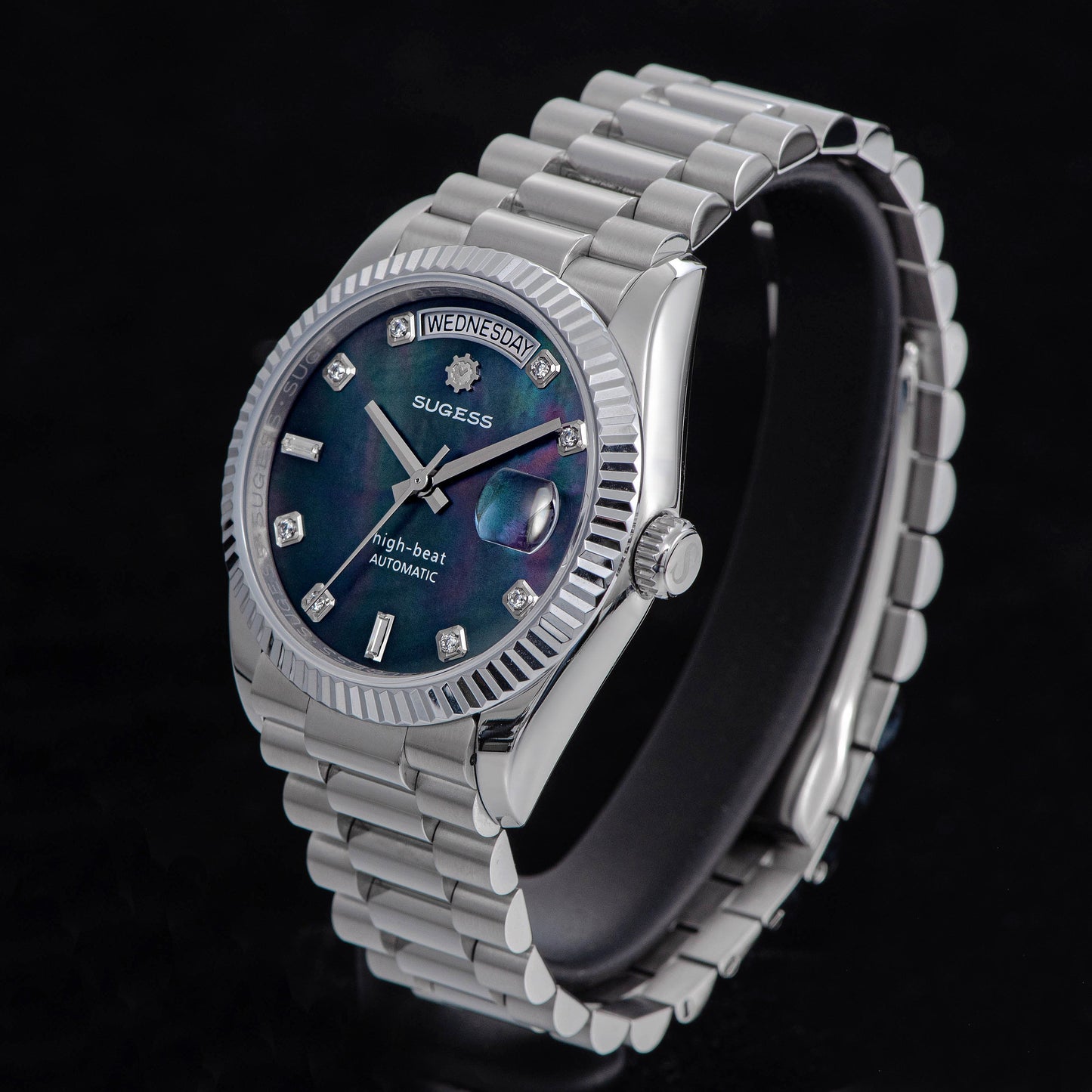 Heritage S449 DD Date and Day Display DD36 36mm Stainless Steel Black Pearl Dial Automatic
