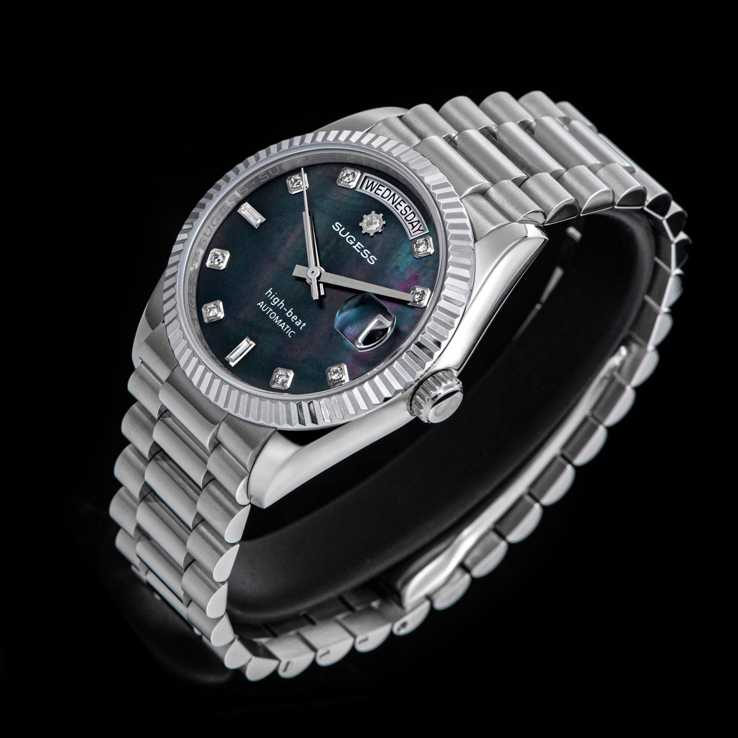 Heritage S449 DD Date and Day Display DD36 36mm Stainless Steel Black Pearl Dial Automatic