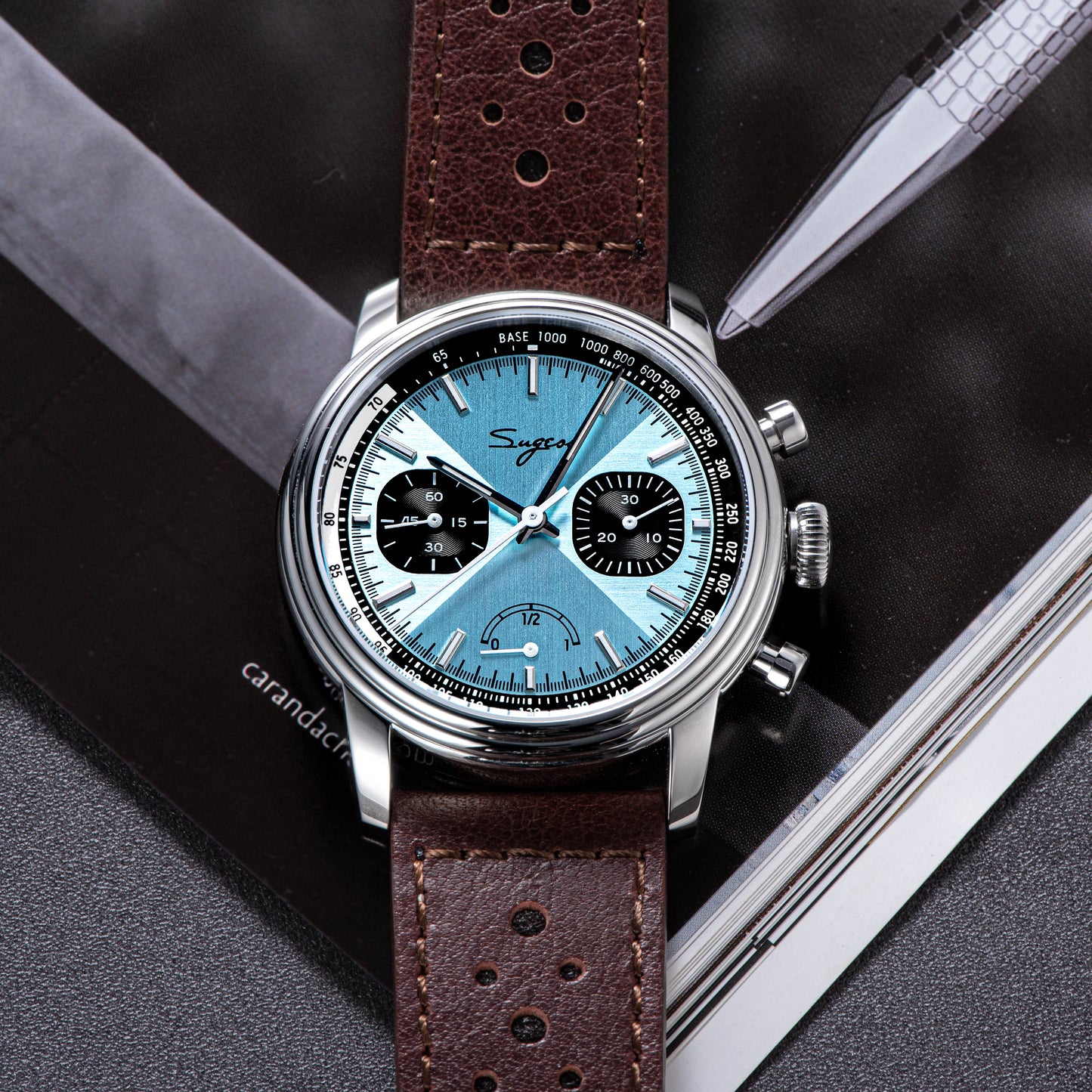 Chrono Heritage S438 Light Blue Dial Power Reserve Indicator