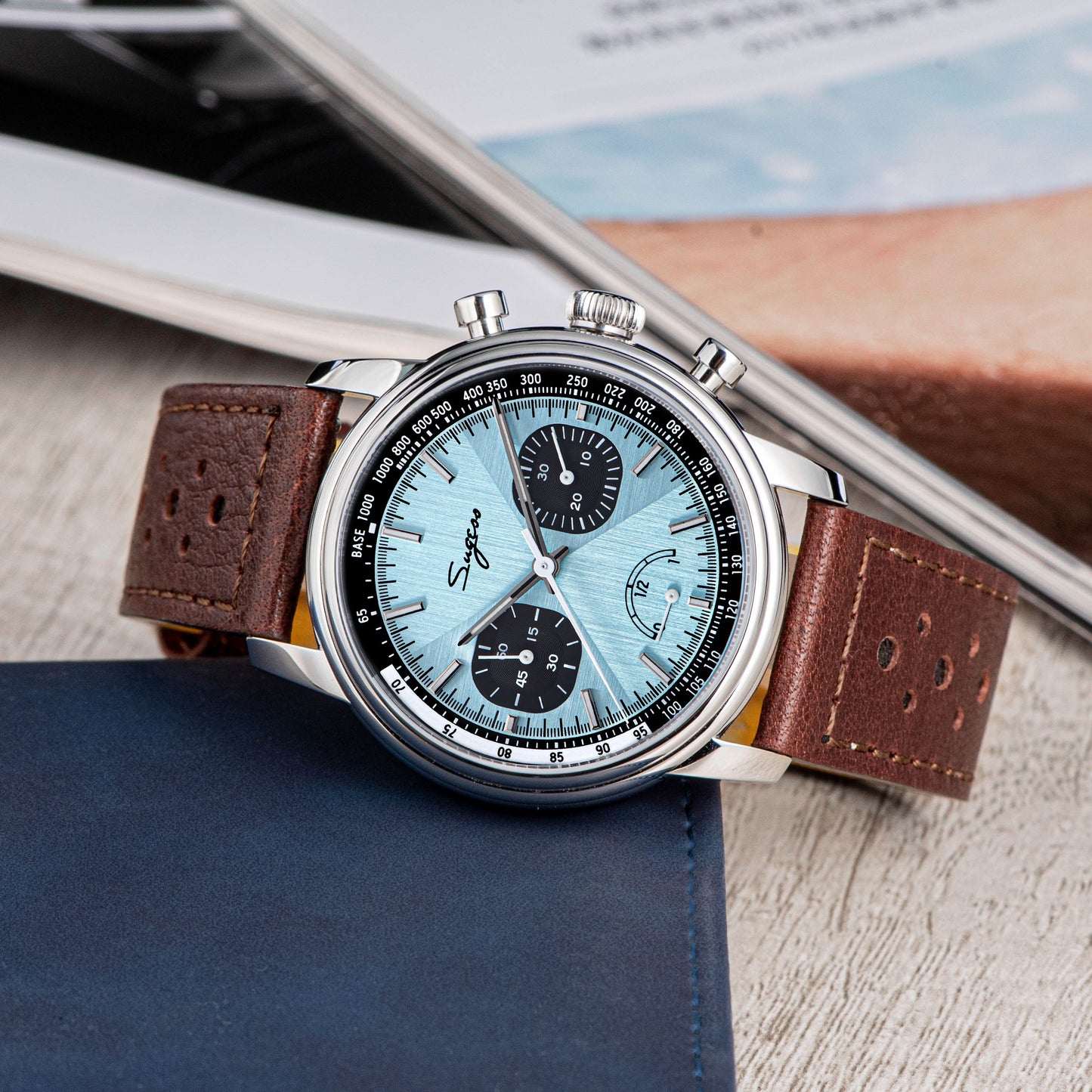 Chrono Heritage S438 Light Blue Dial Power Reserve Indicator