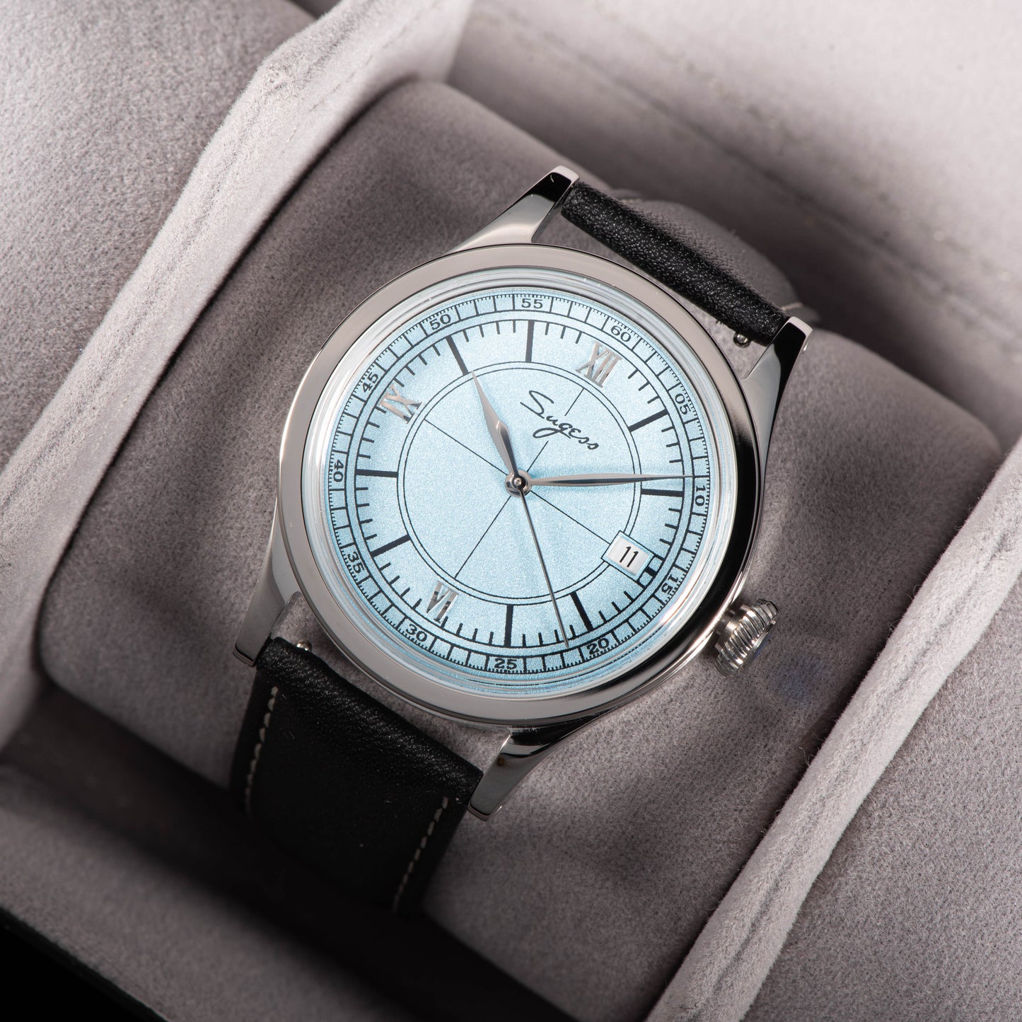 Heritage 411-3B Seagull 2130 Movement Stainless Steel Case Deep Light Blue Dial SU4113BLB