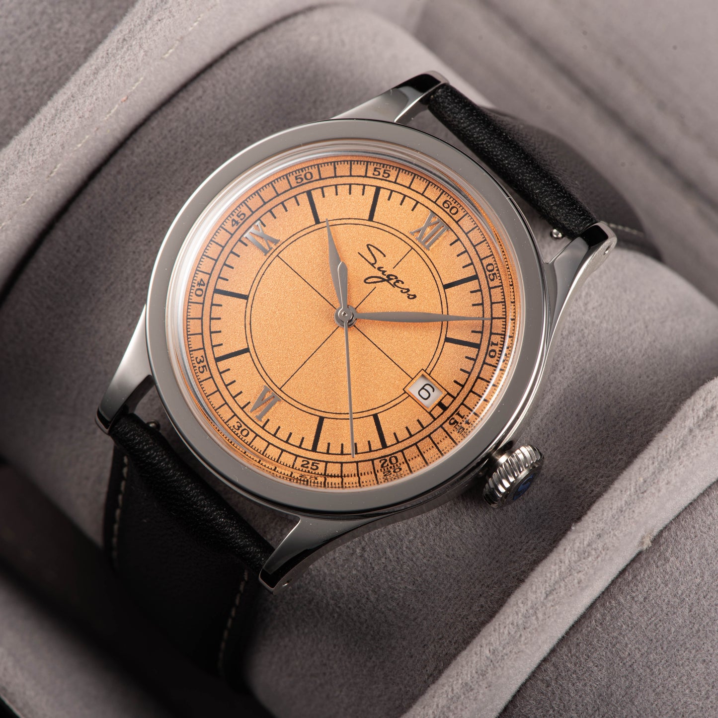 Heritage 411-3B Seagull 2130 Movement Stainless Steel Case Deep Orange Dial SU4113BOR